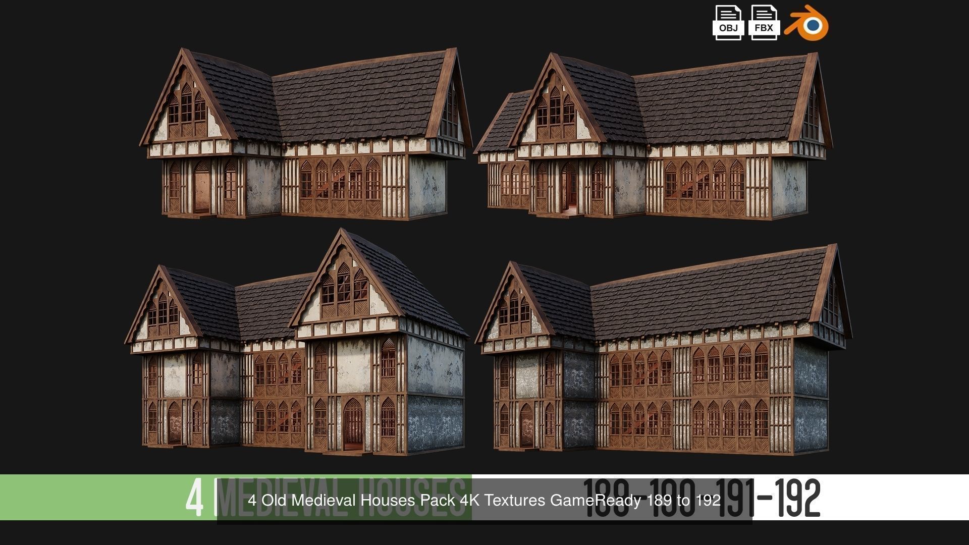 161-200 OLD MEDIEVAL BUILDINGS PACK 4K Textures GameReady 3D Model Collection_11