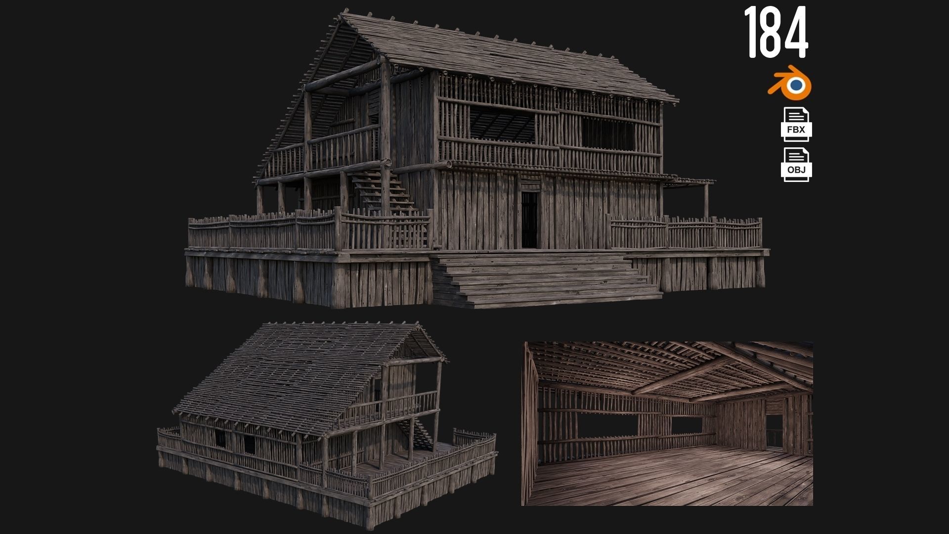 161-200 OLD MEDIEVAL BUILDINGS PACK 4K Textures GameReady 3D Model Collection_25