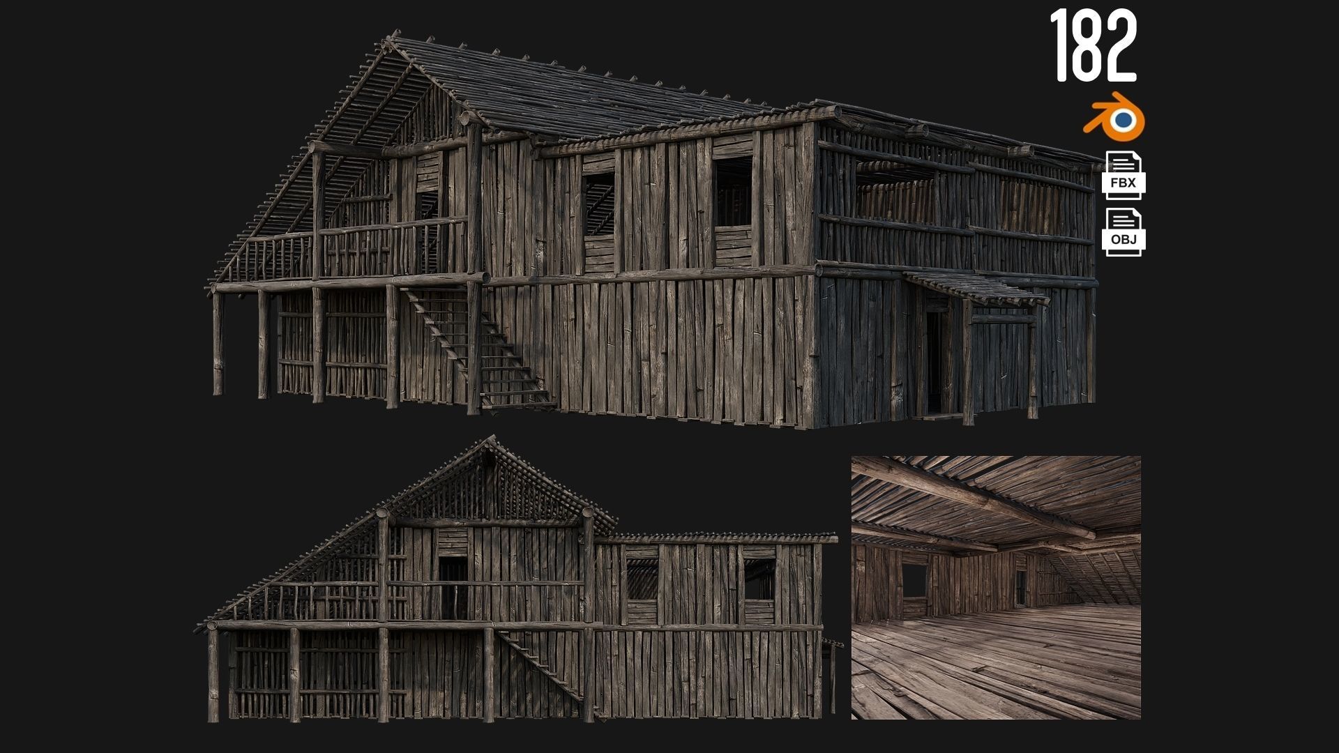 161-200 OLD MEDIEVAL BUILDINGS PACK 4K Textures GameReady 3D Model Collection_34