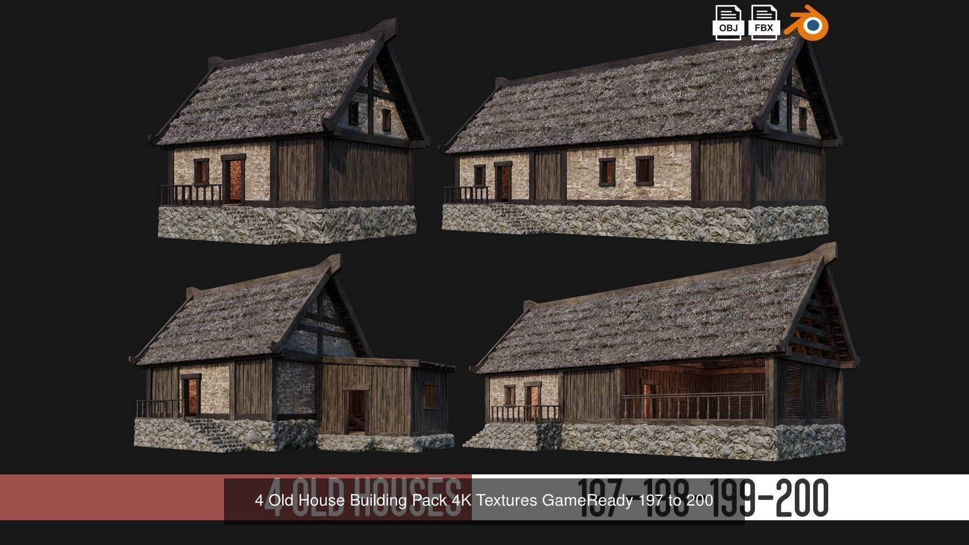 161-200 OLD MEDIEVAL BUILDINGS PACK 4K Textures GameReady 3D Model Collection_13