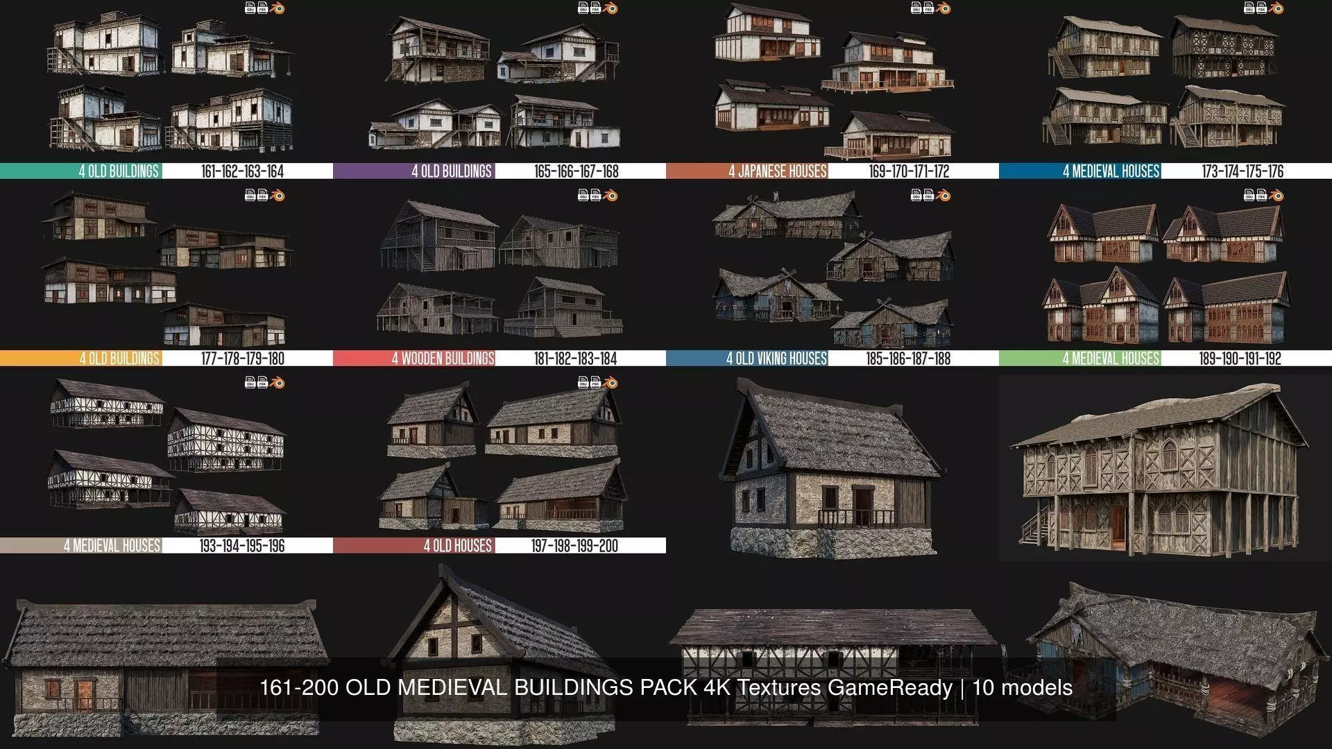 161-200 OLD MEDIEVAL BUILDINGS PACK 4K Textures GameReady 3D Model Collection_1