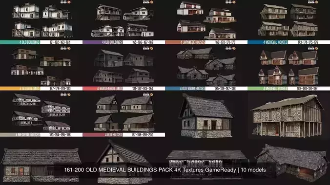161-200 OLD MEDIEVAL BUILDINGS PACK 4K Textures GameReady 2