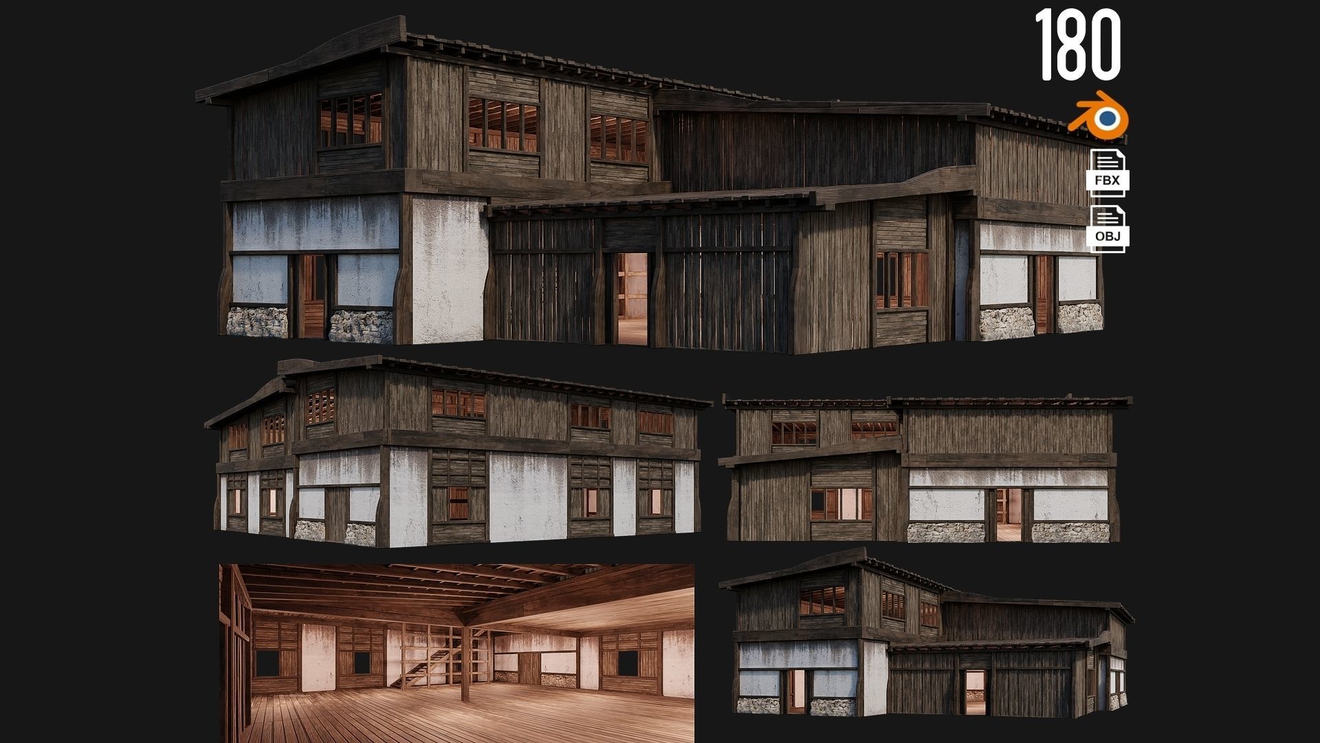 161-200 OLD MEDIEVAL BUILDINGS PACK 4K Textures GameReady 3D Model Collection_51