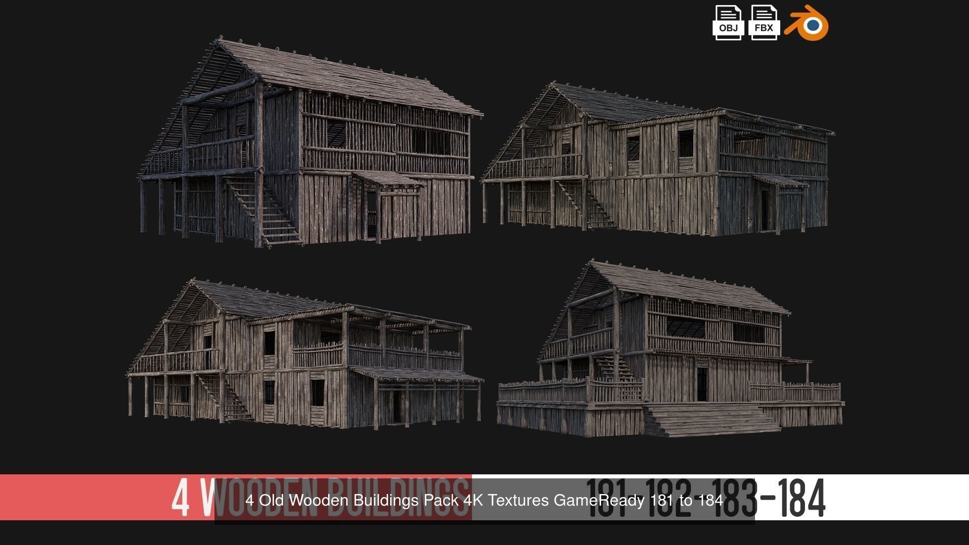 161-200 OLD MEDIEVAL BUILDINGS PACK 4K Textures GameReady 3D Model Collection_9