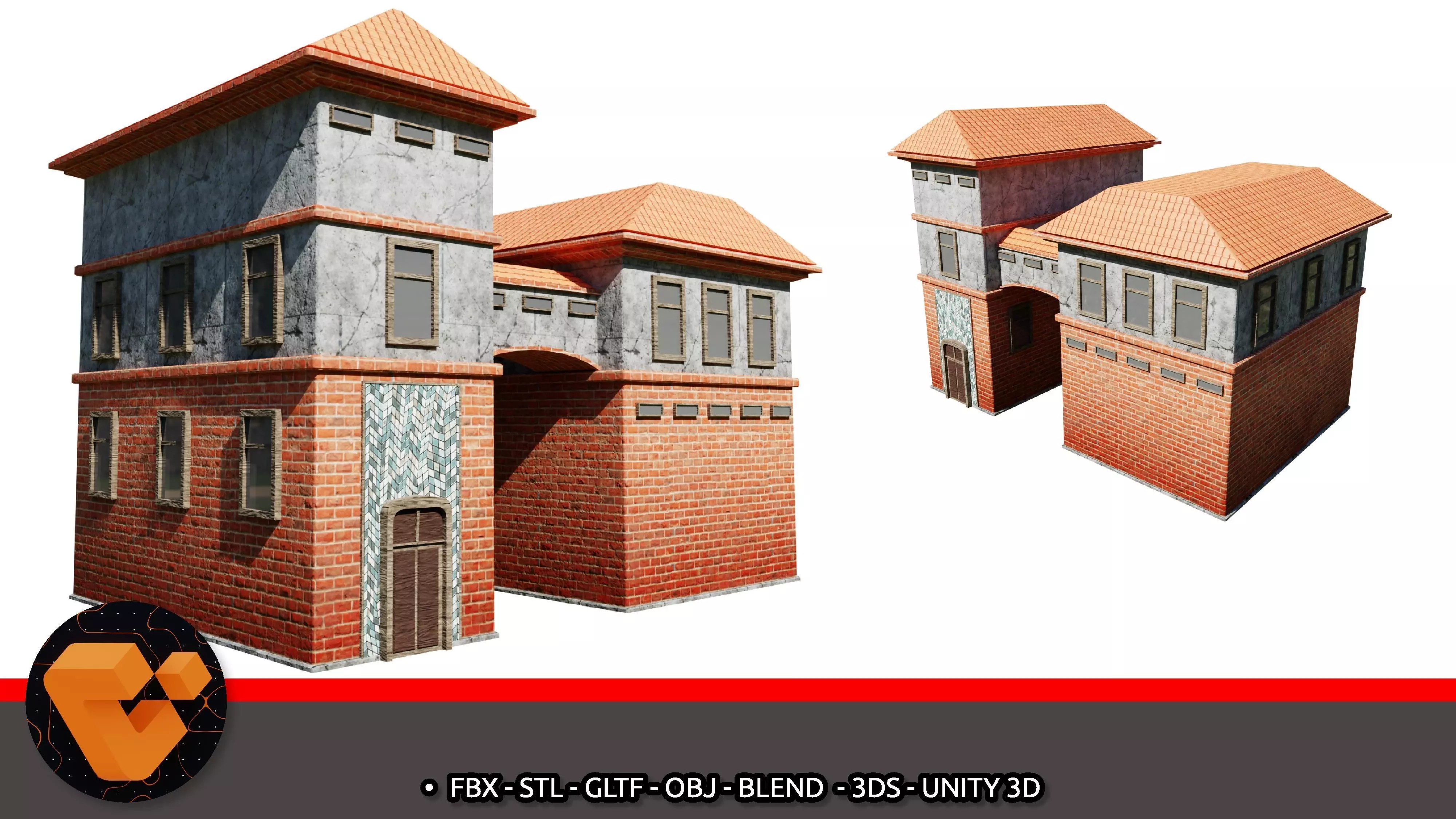 City building Low-poly 3D model_0