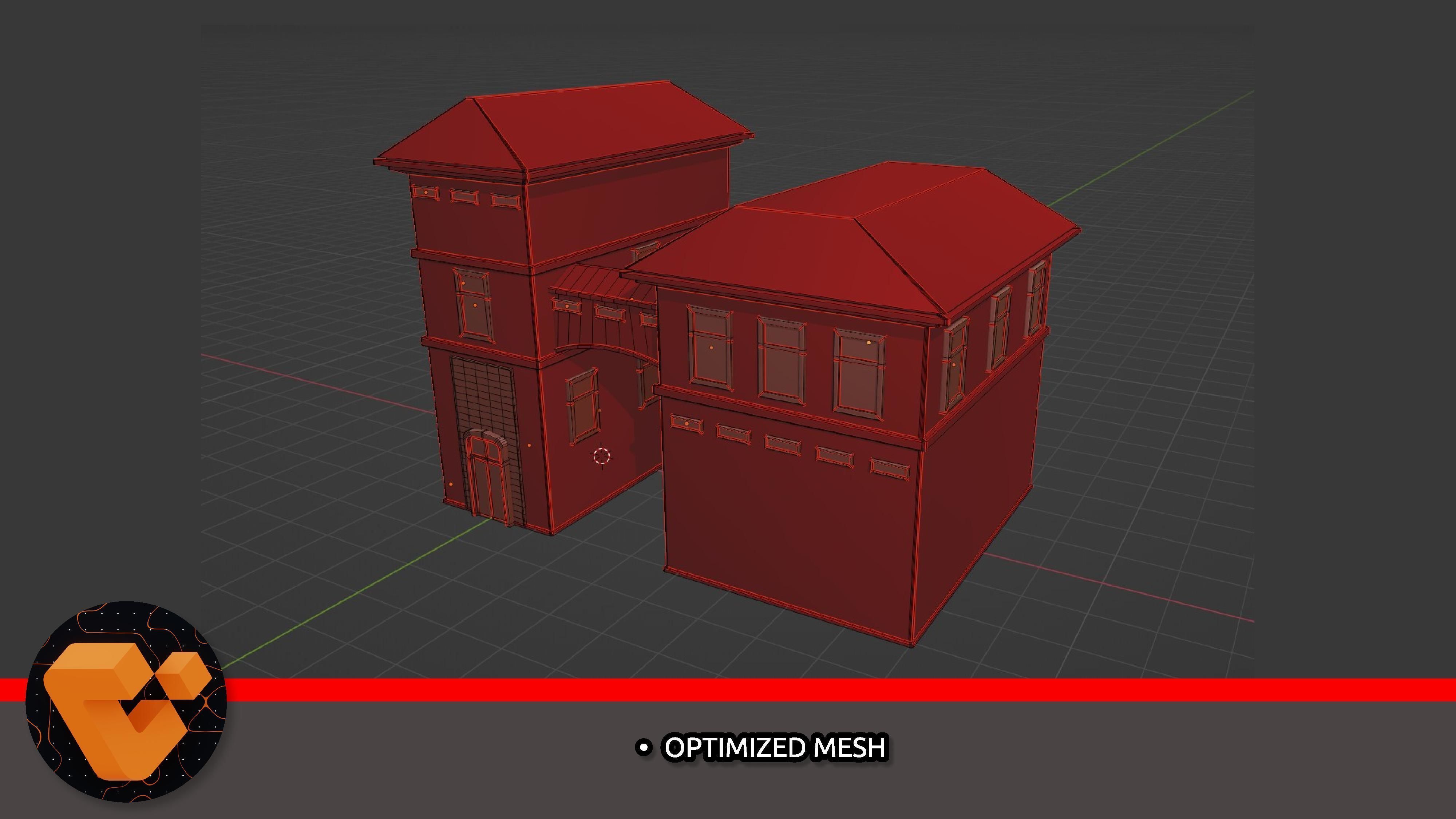 City building Low-poly 3D model_2