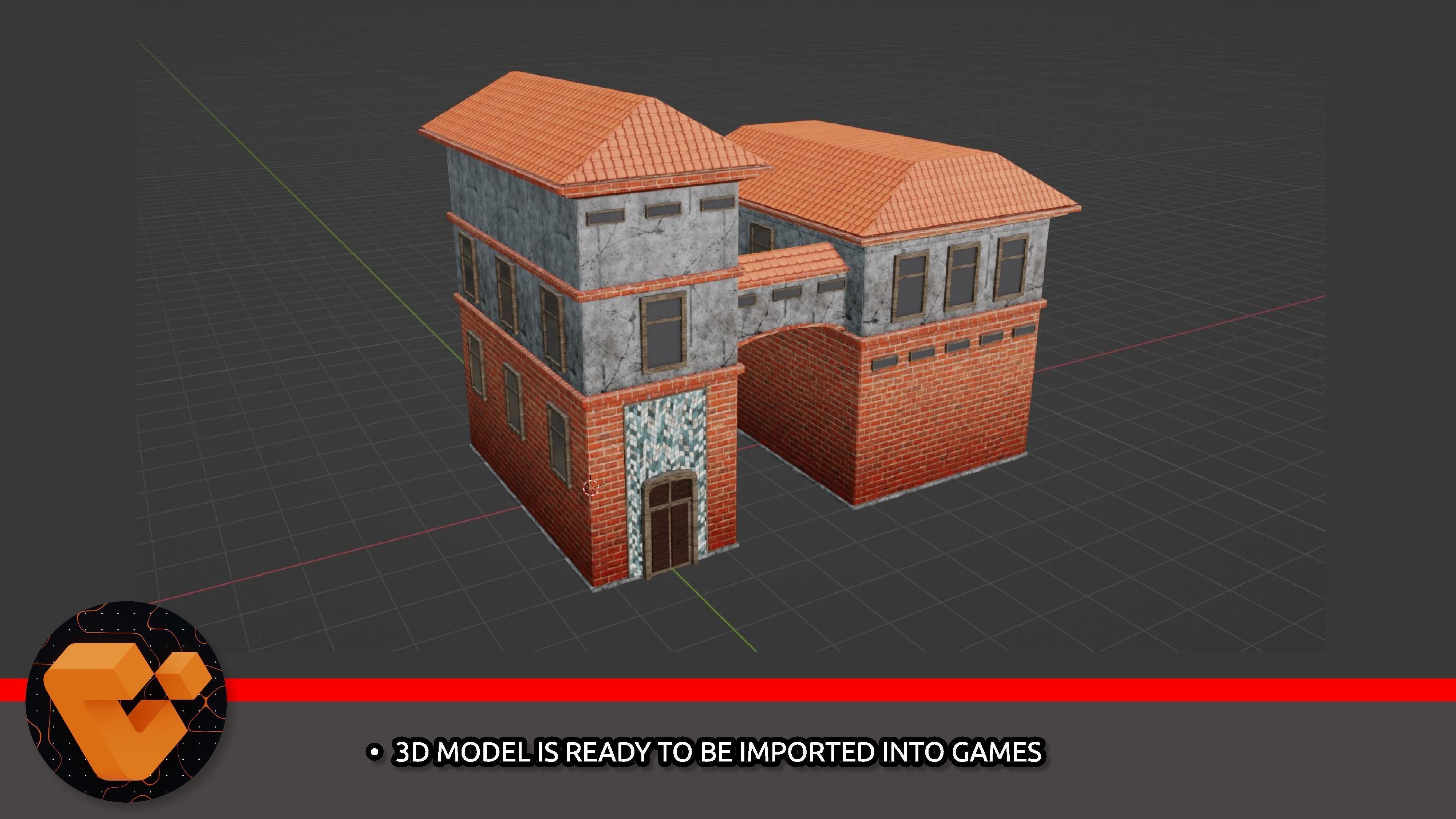 City building Low-poly 3D model_1