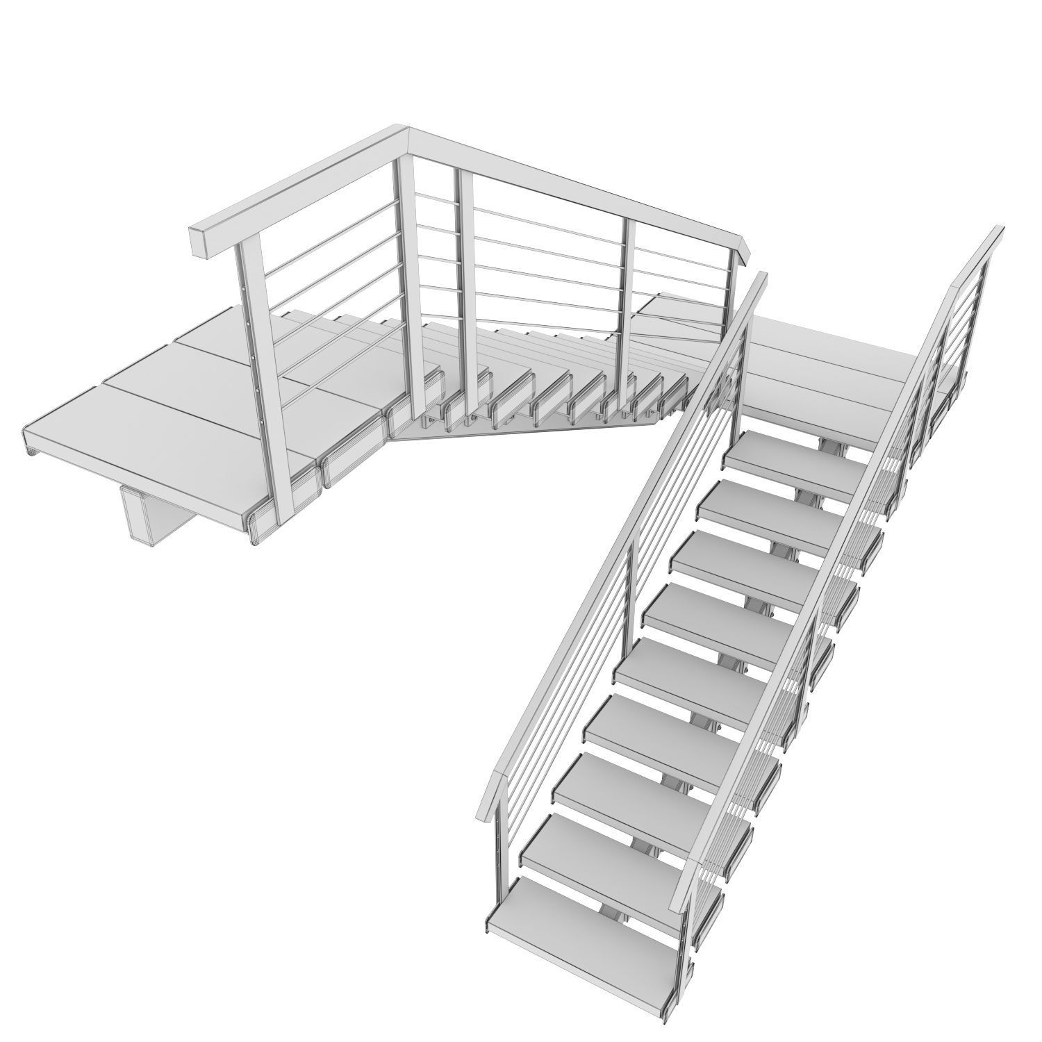 STAIRS IN LOFT STYLE U-shaped 3D model_8
