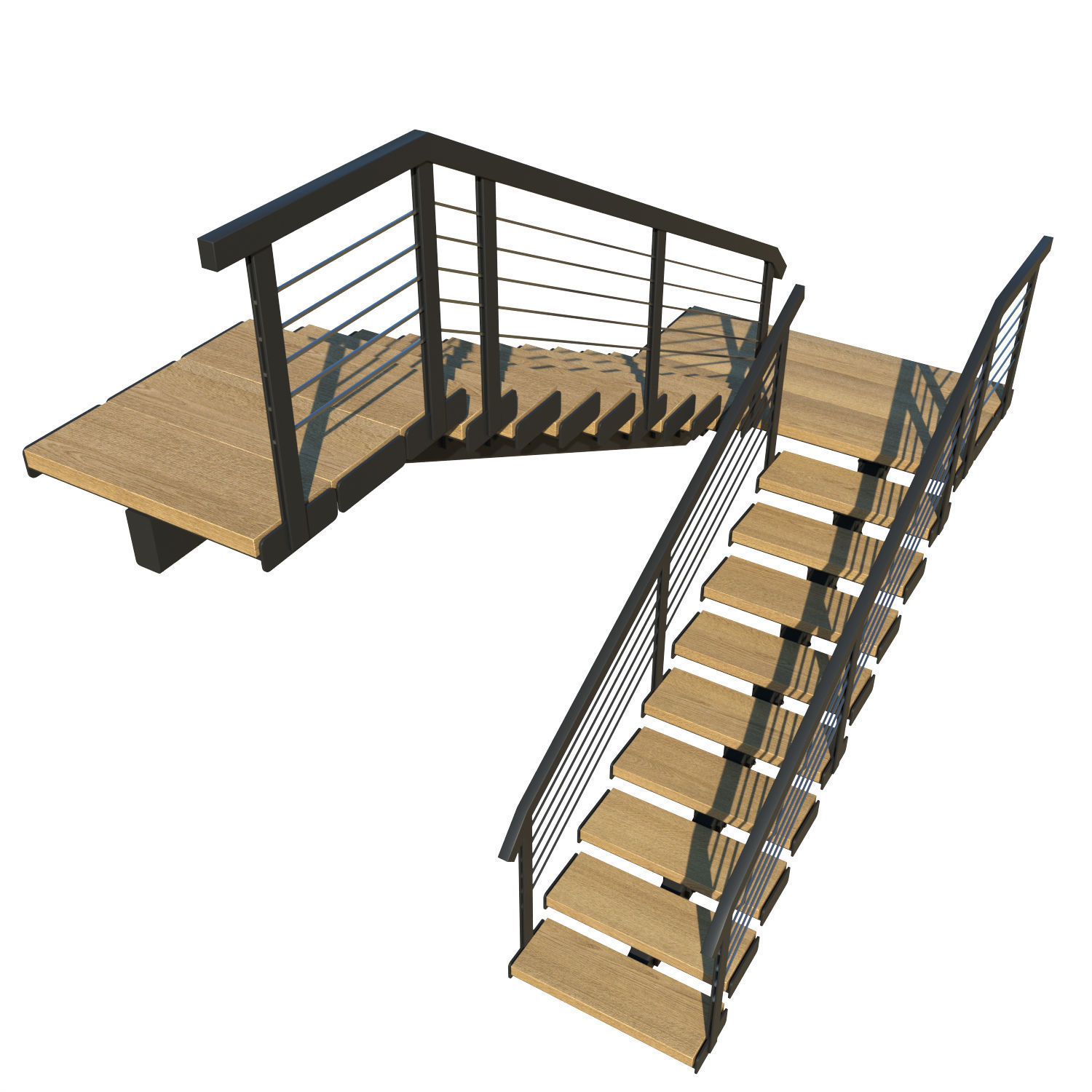 STAIRS IN LOFT STYLE U-shaped 3D model_7