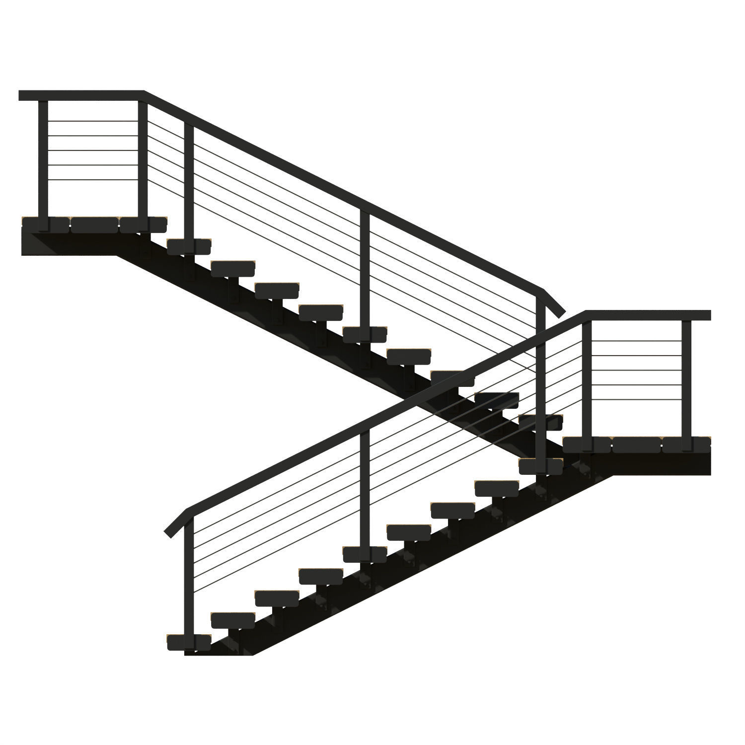 STAIRS IN LOFT STYLE U-shaped 3D model_10