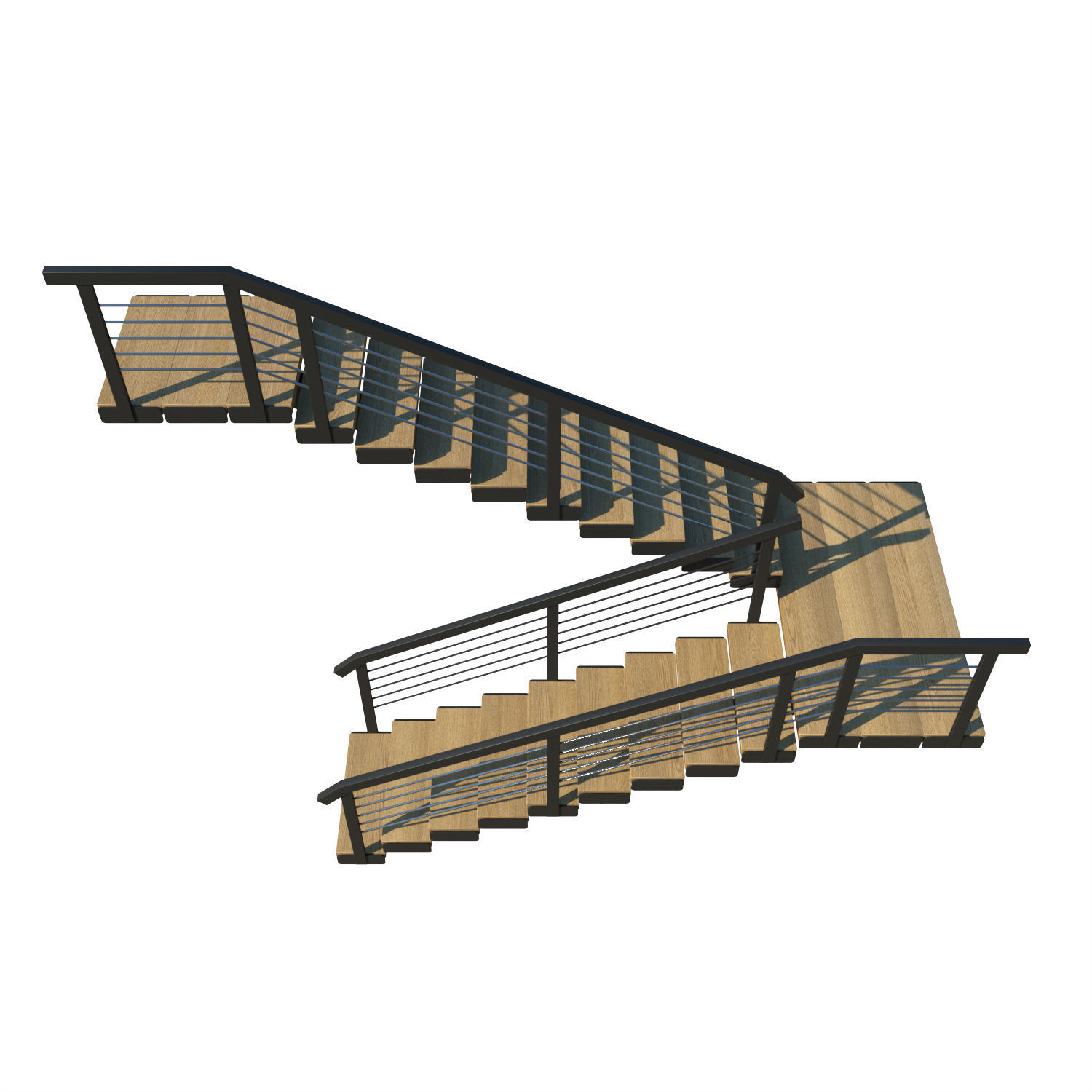 STAIRS IN LOFT STYLE U-shaped 3D model_2