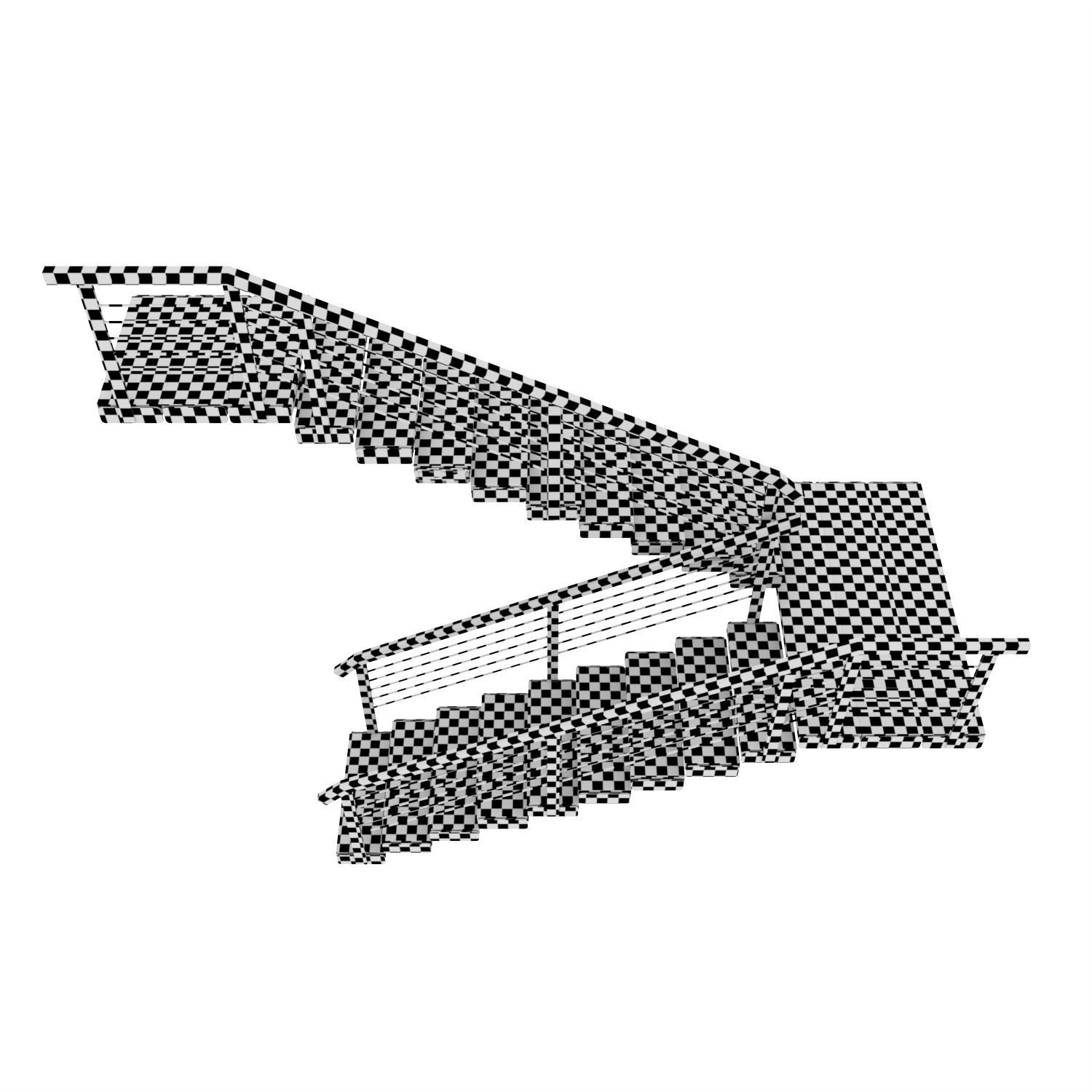 STAIRS IN LOFT STYLE U-shaped 3D model_4