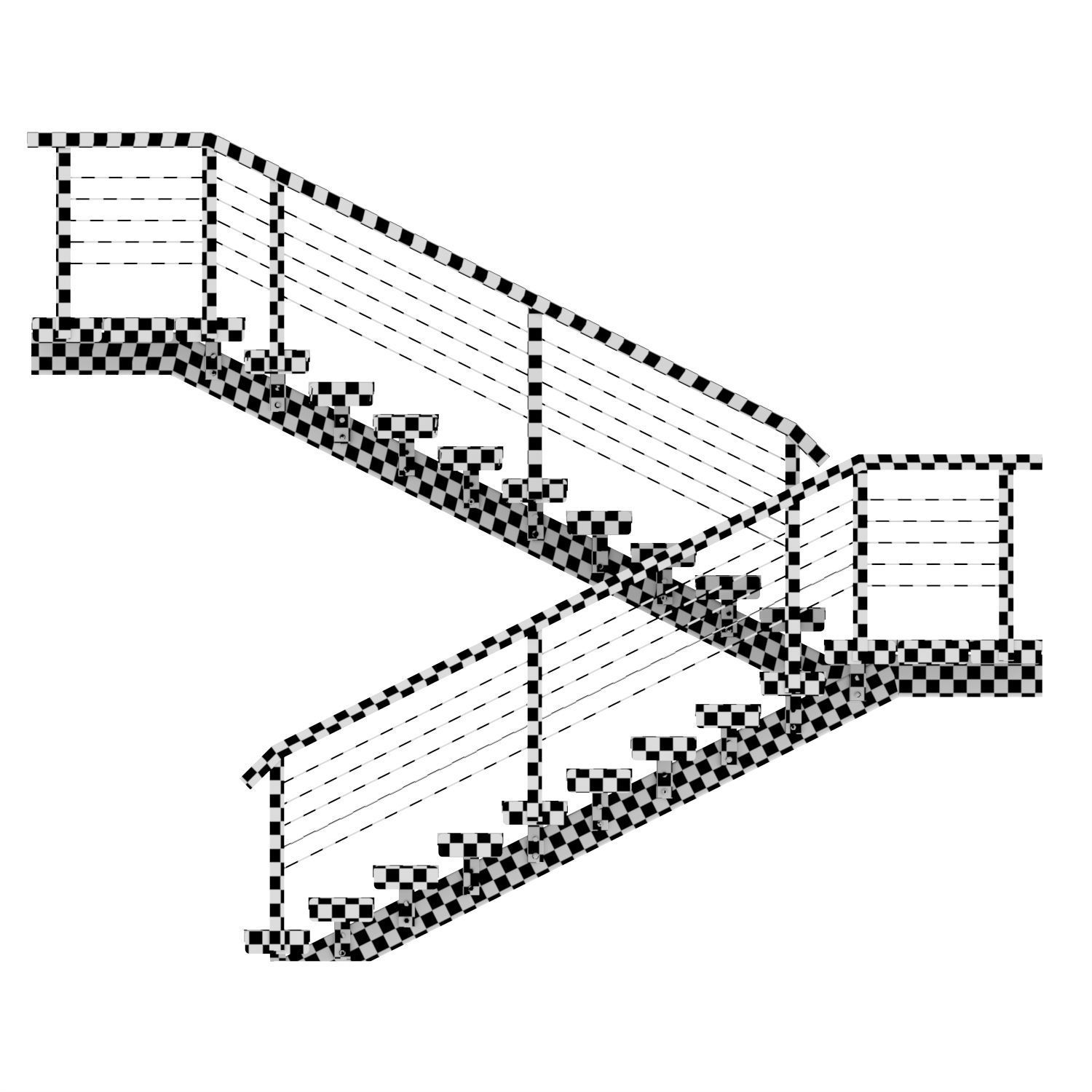 STAIRS IN LOFT STYLE U-shaped 3D model_12