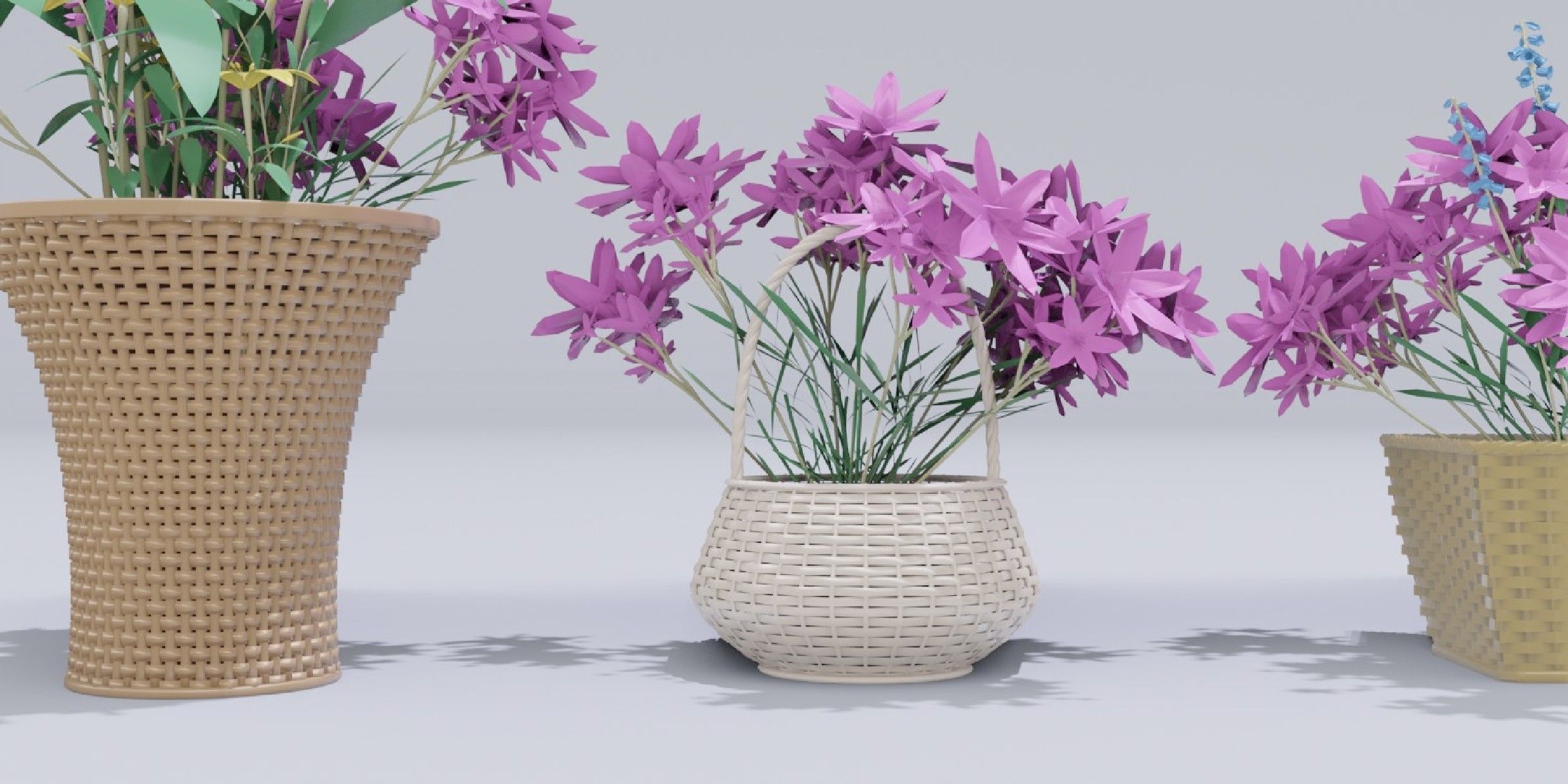 Flower basket model in Blender 3D model_3