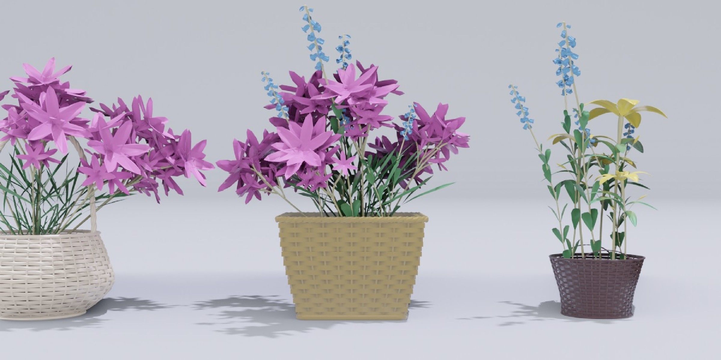Flower basket model in Blender 3D model_4