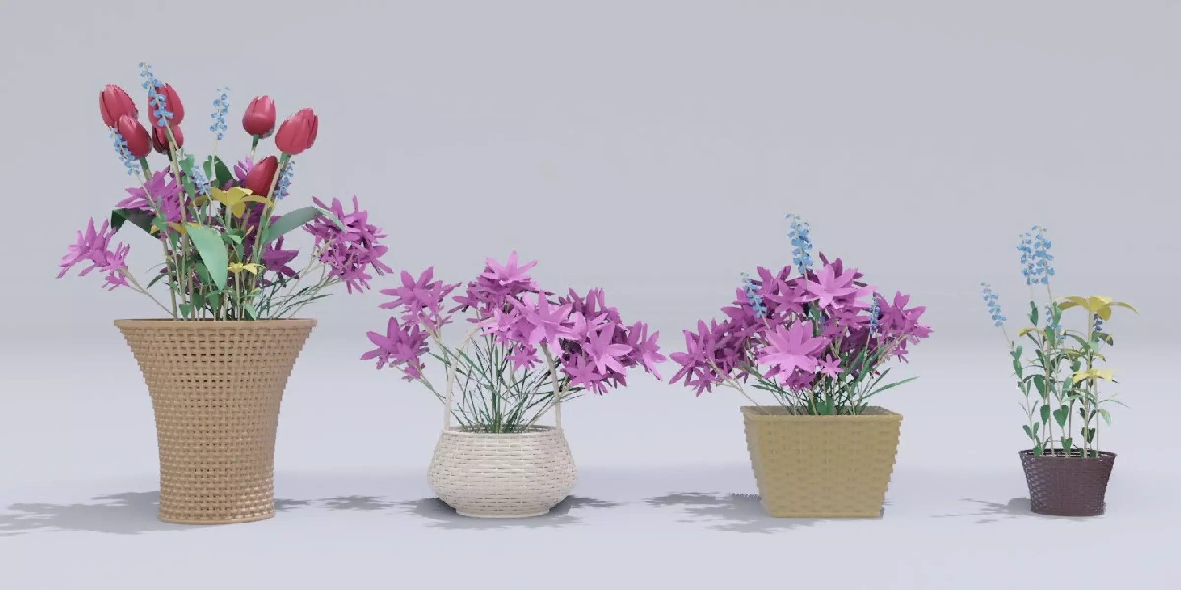 Flower basket model in Blender 3D model_0