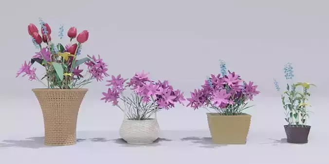 Flower basket model in Blender 3D model
