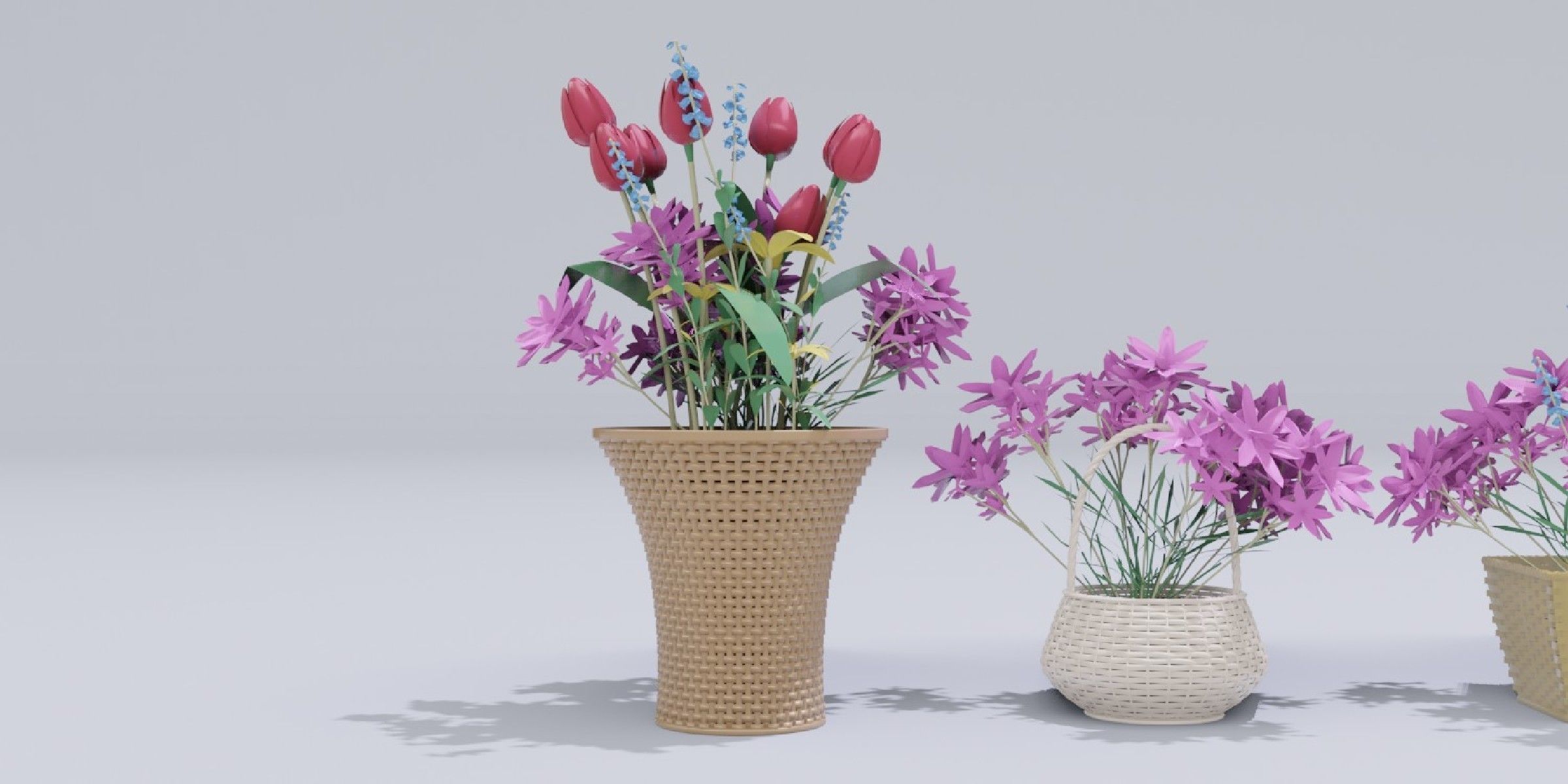 Flower basket model in Blender 3D model_2