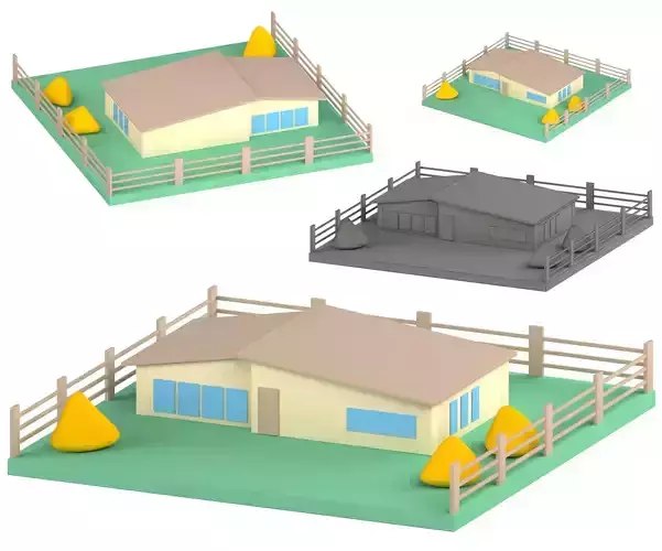 Low Poly - Game Ready Farm House - 002