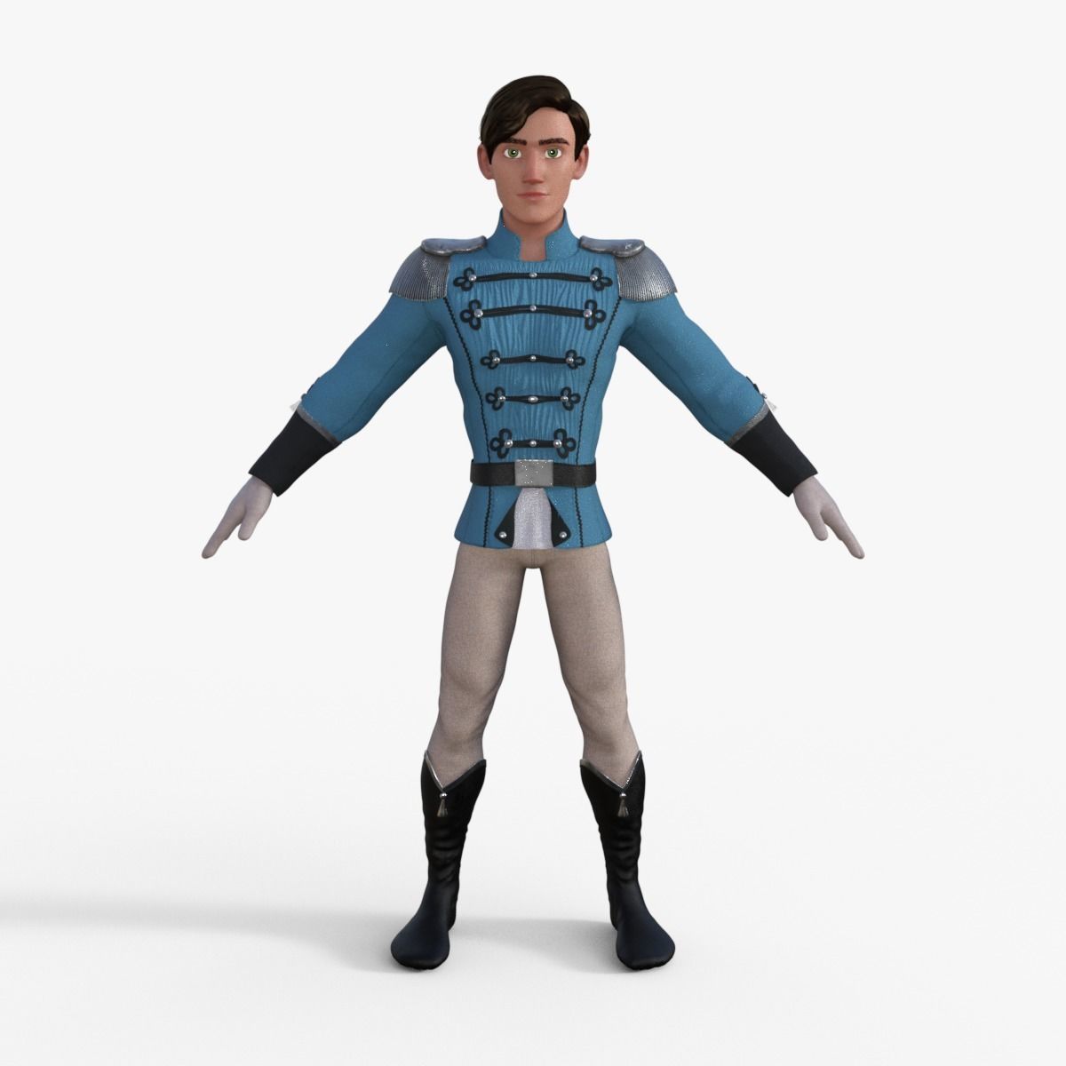 Prince Character Rigged 3D model_10
