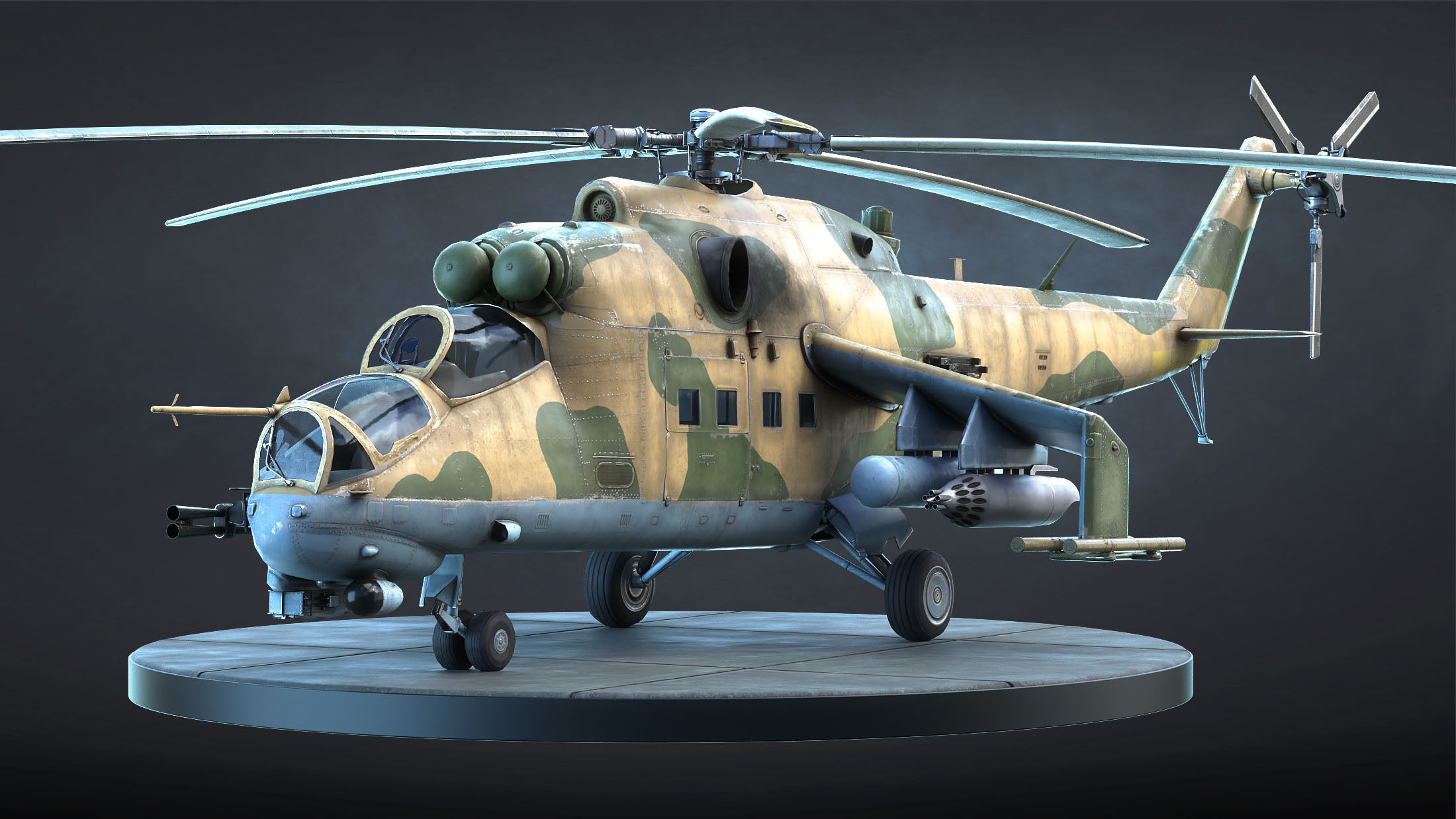 Mi-24 Helicopter Low-Poly Low-poly 3D model_3