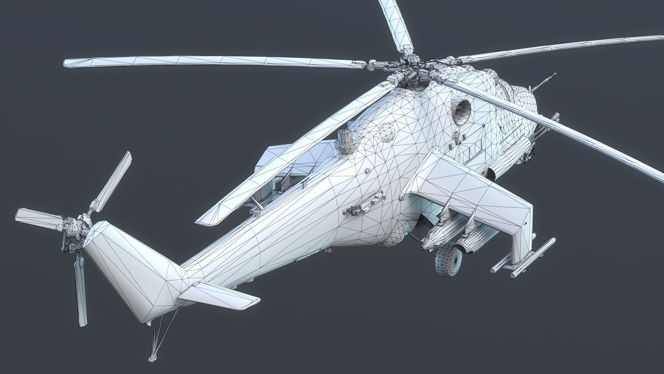 Mi-24 Helicopter Low-Poly Low-poly 3D model_14