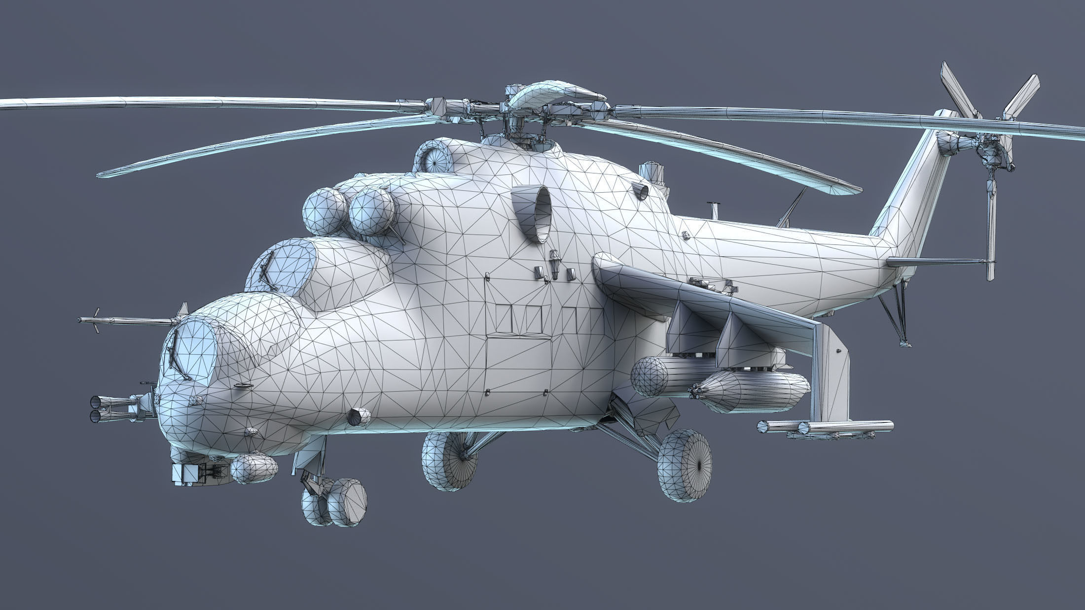 Mi-24 Helicopter Low-Poly Low-poly 3D model_13
