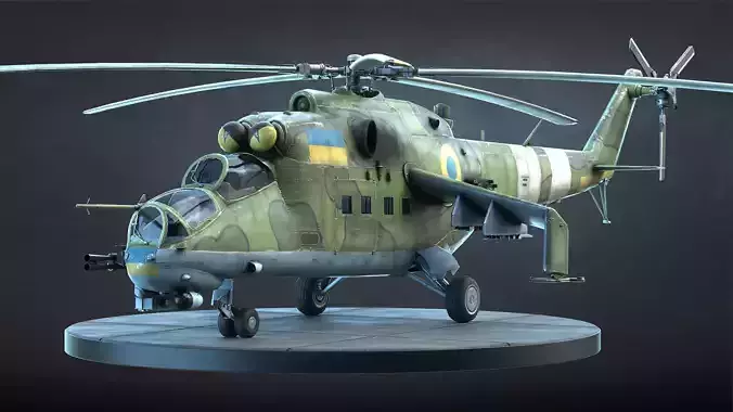 Mi-24 Helicopter Low-Poly Low-poly 3D model