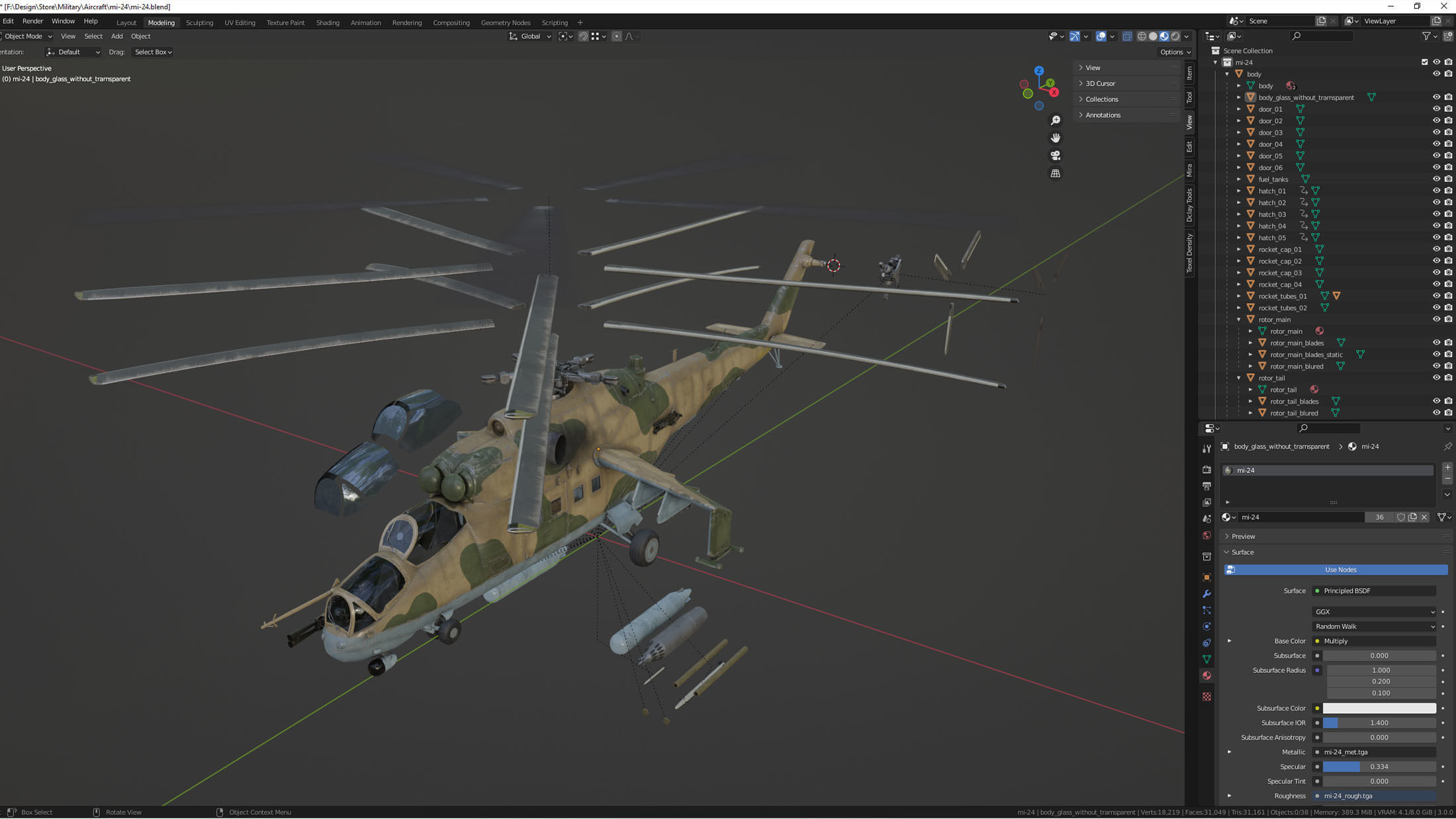 Mi-24 Helicopter Low-Poly Low-poly 3D model_15