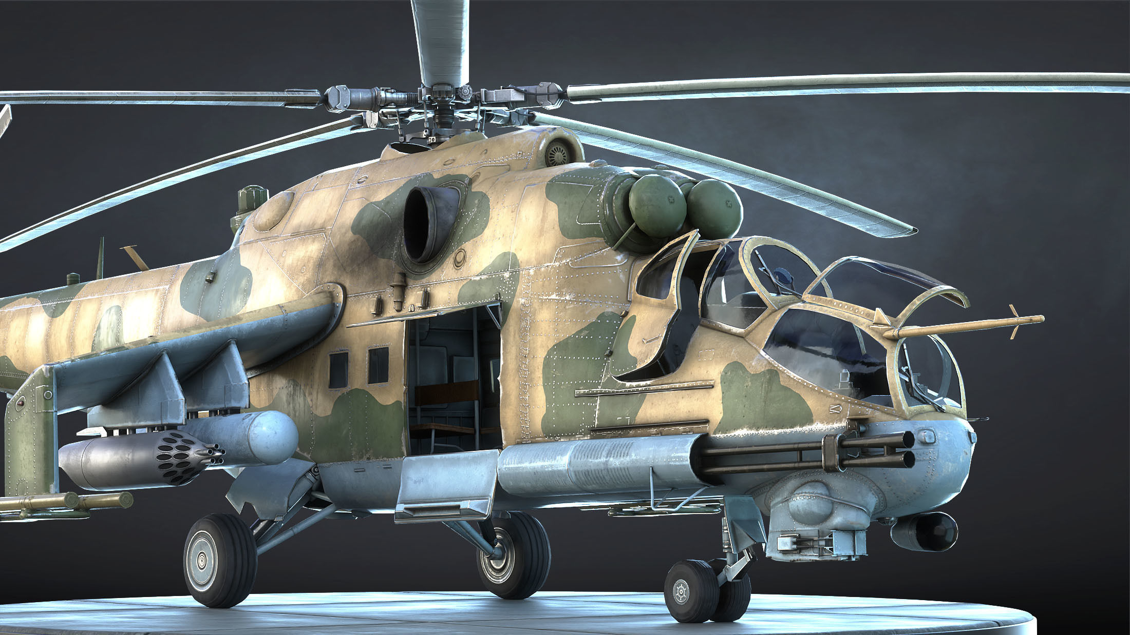 Mi-24 Helicopter Low-Poly Low-poly 3D model_9