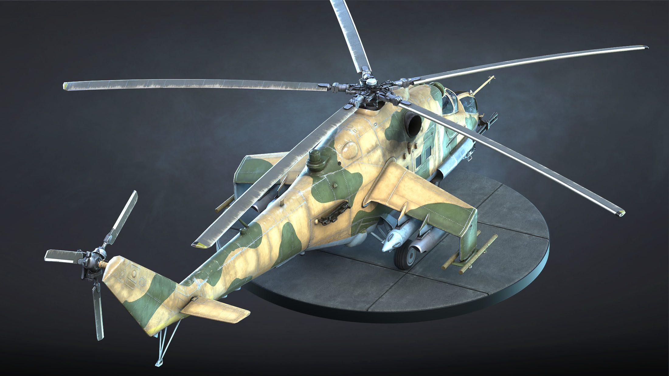 Mi-24 Helicopter Low-Poly Low-poly 3D model_6