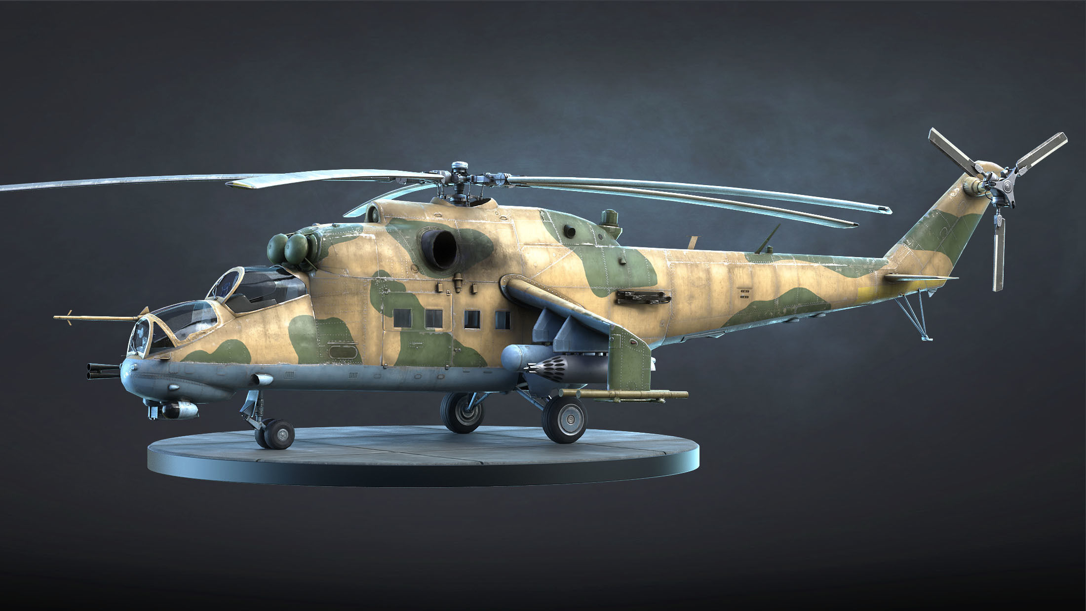 Mi-24 Helicopter Low-Poly Low-poly 3D model_4