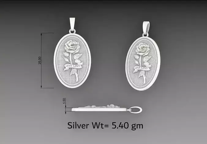 Rose Flower Love Pendant Design