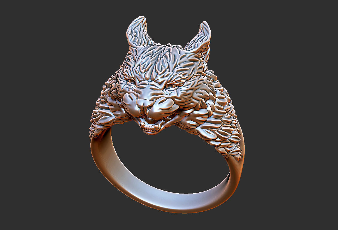Lynx ring 3D print model_4