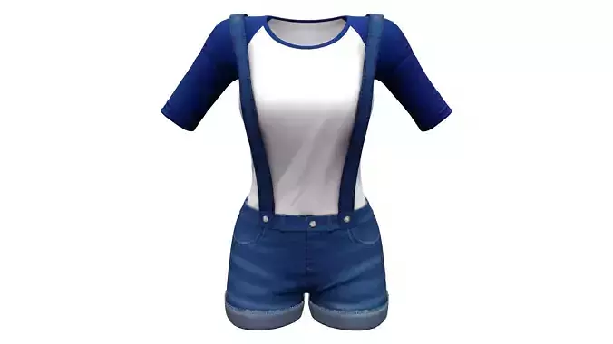 Cute Shorts Coverall With Tshirt Under
