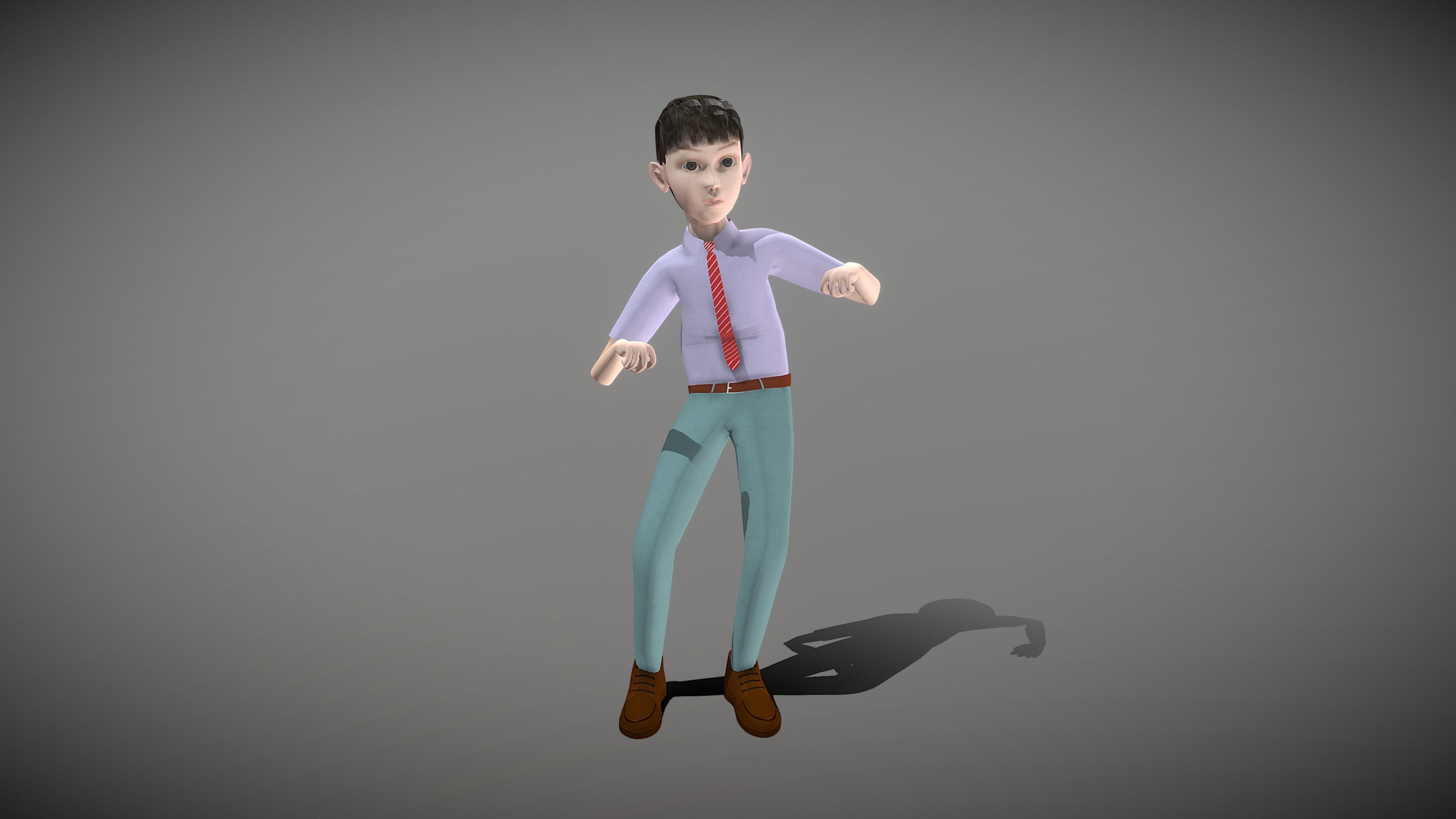Cartoon Young Man Low-poly 3D model_9