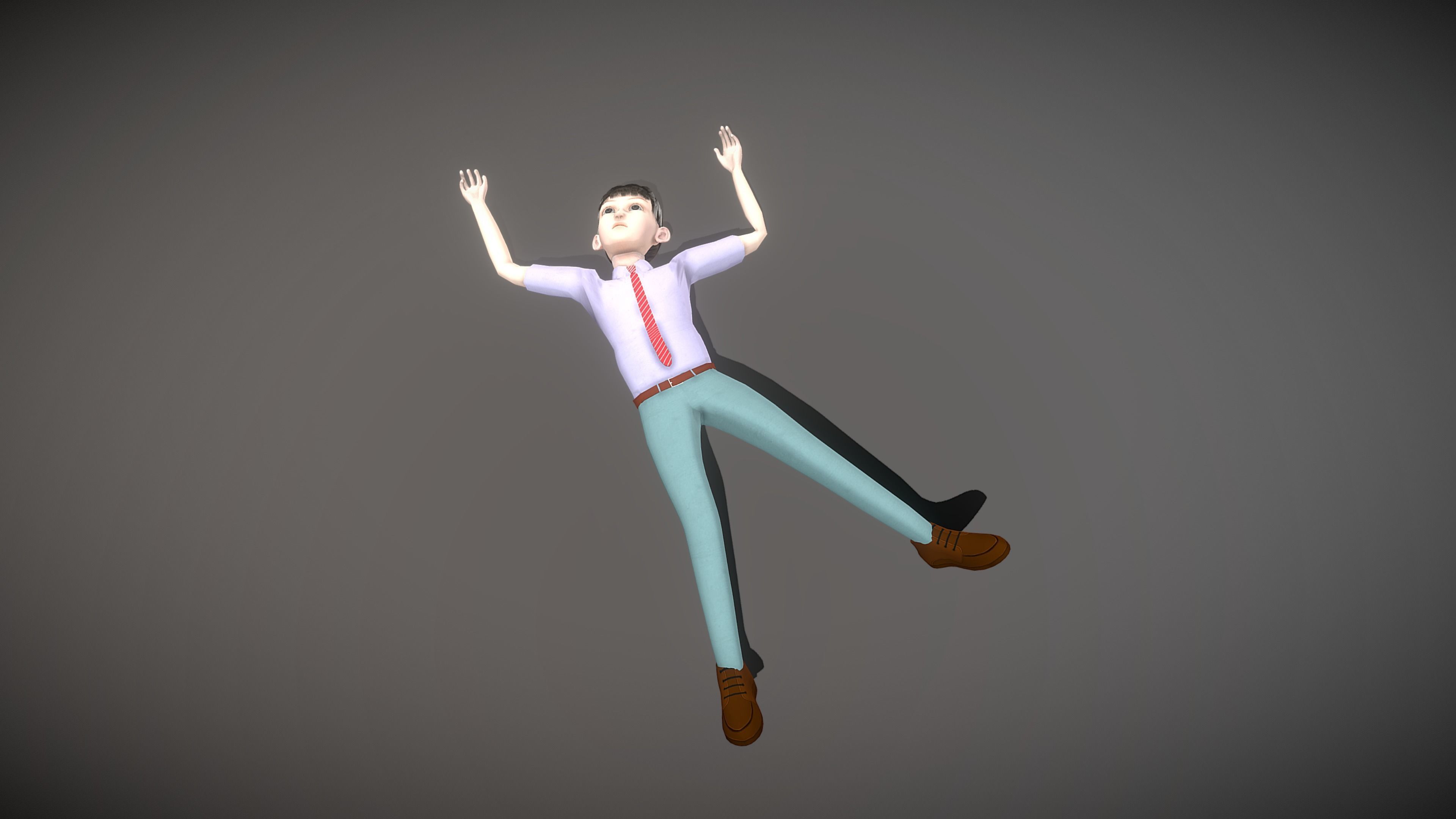 Cartoon Young Man Low-poly 3D model_8