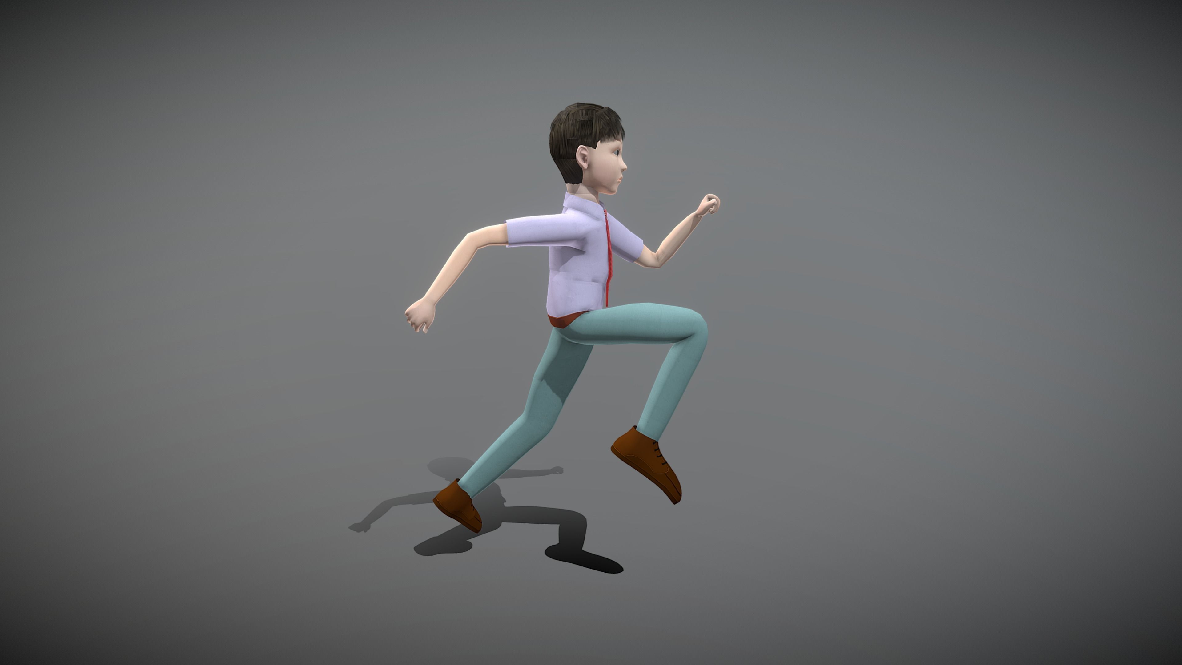 Cartoon Young Man Low-poly 3D model_4
