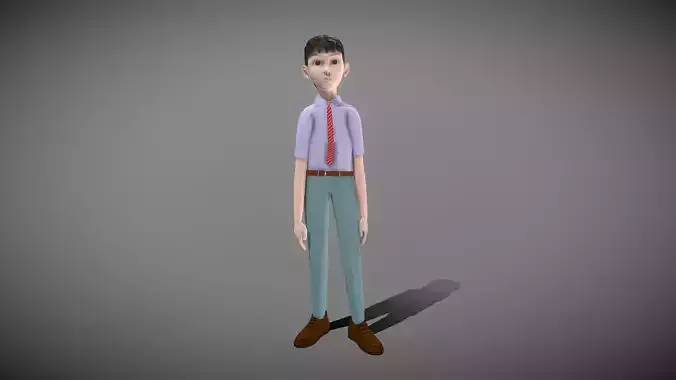 Cartoon Young Man Low-poly 3D model