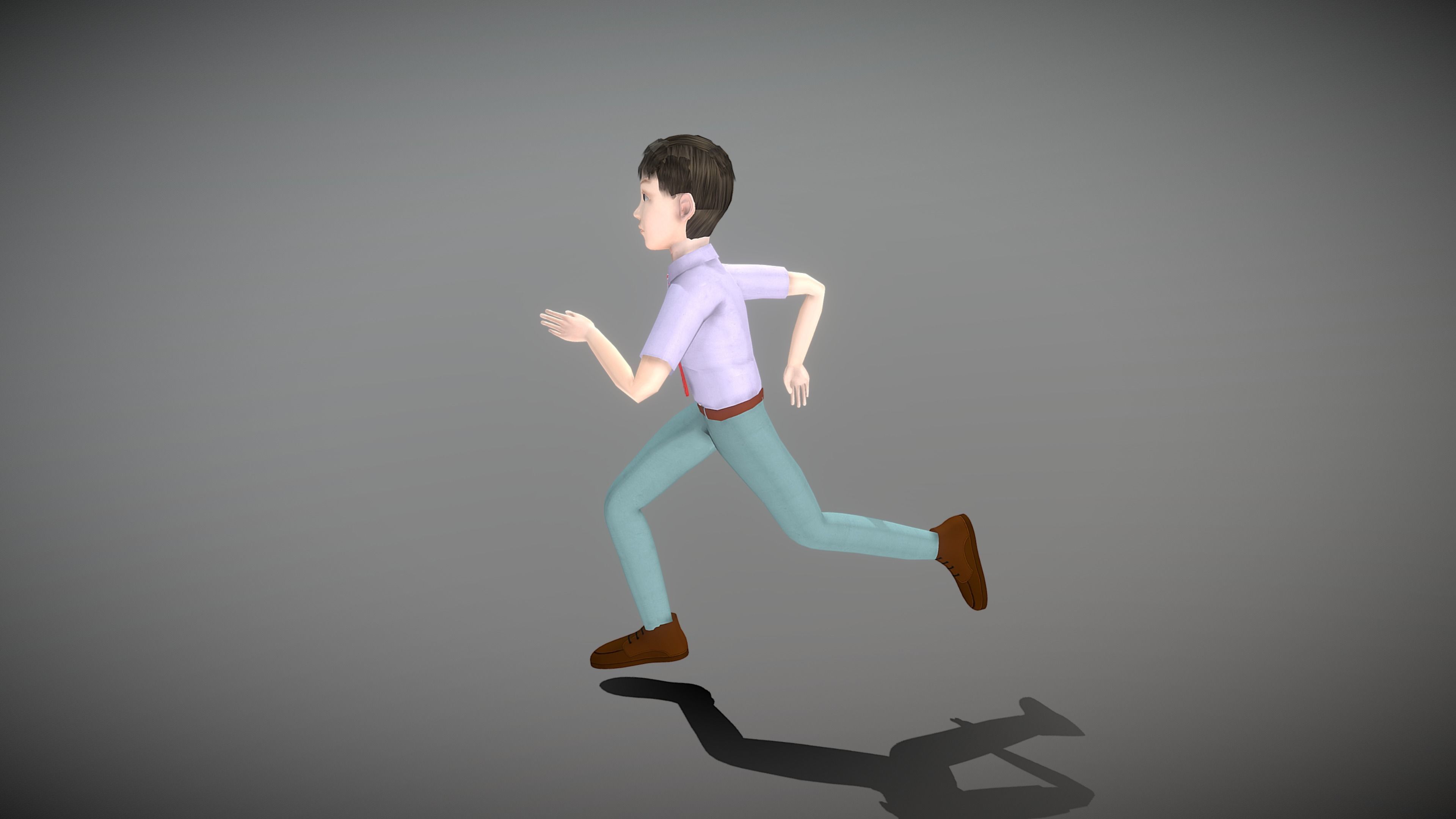 Cartoon Young Man Low-poly 3D model_3