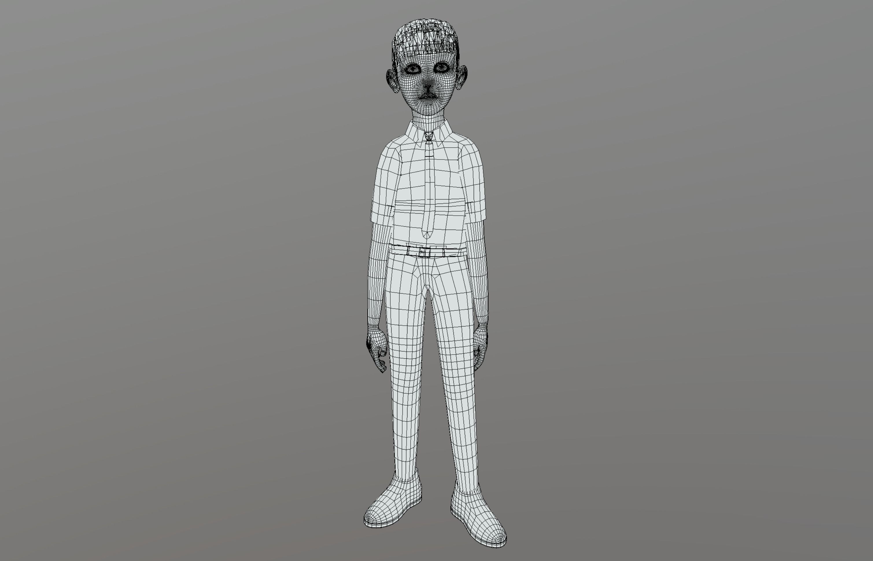 Cartoon Young Man Low-poly 3D model_10