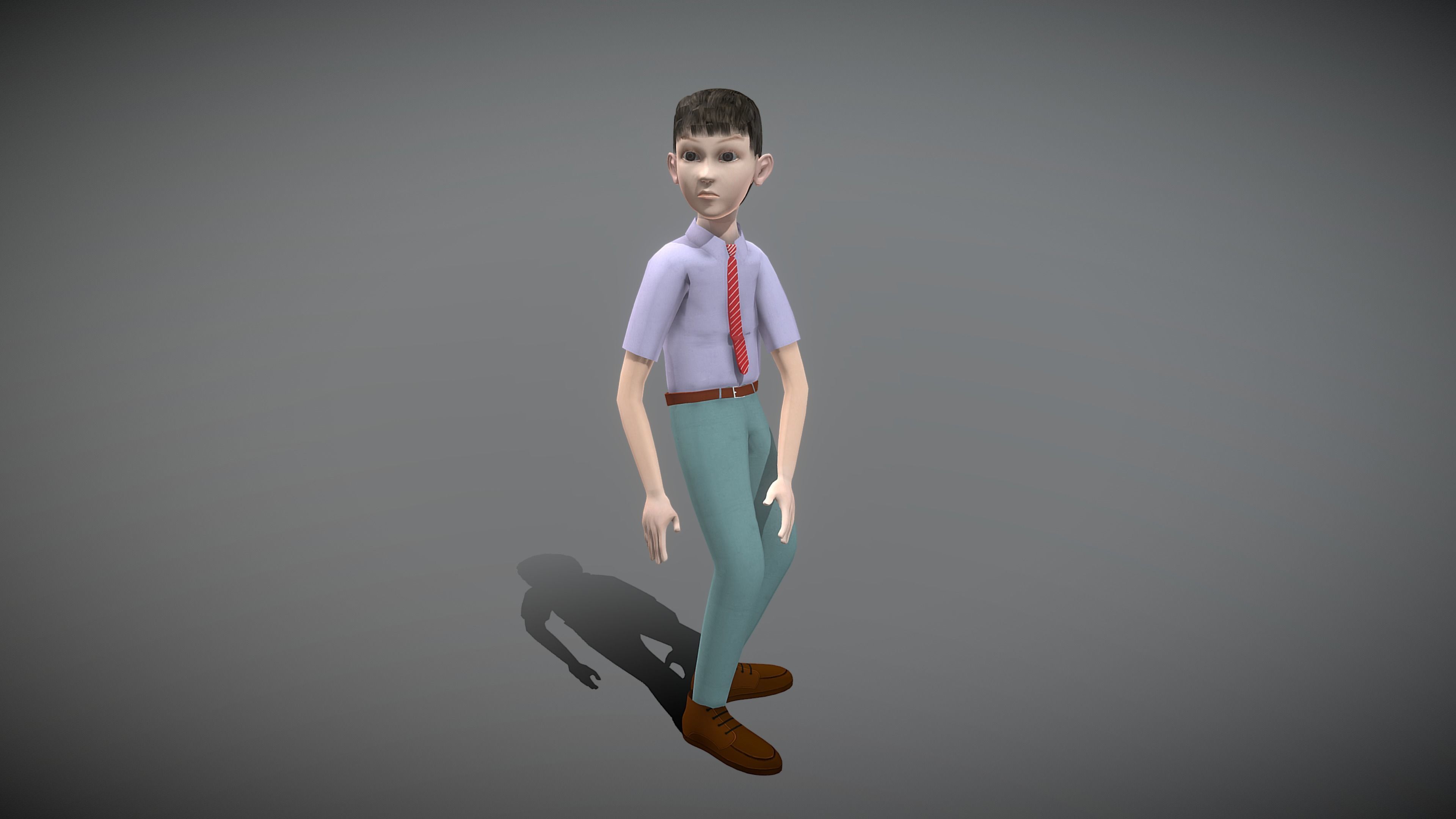 Cartoon Young Man Low-poly 3D model_5