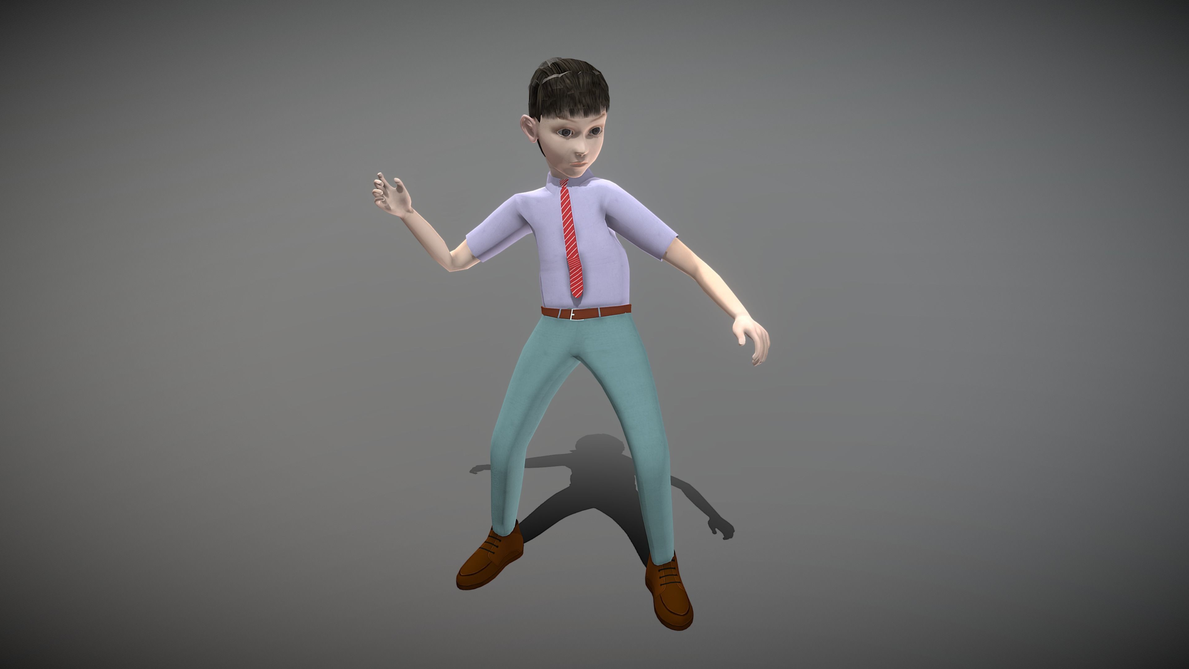 Cartoon Young Man Low-poly 3D model_7