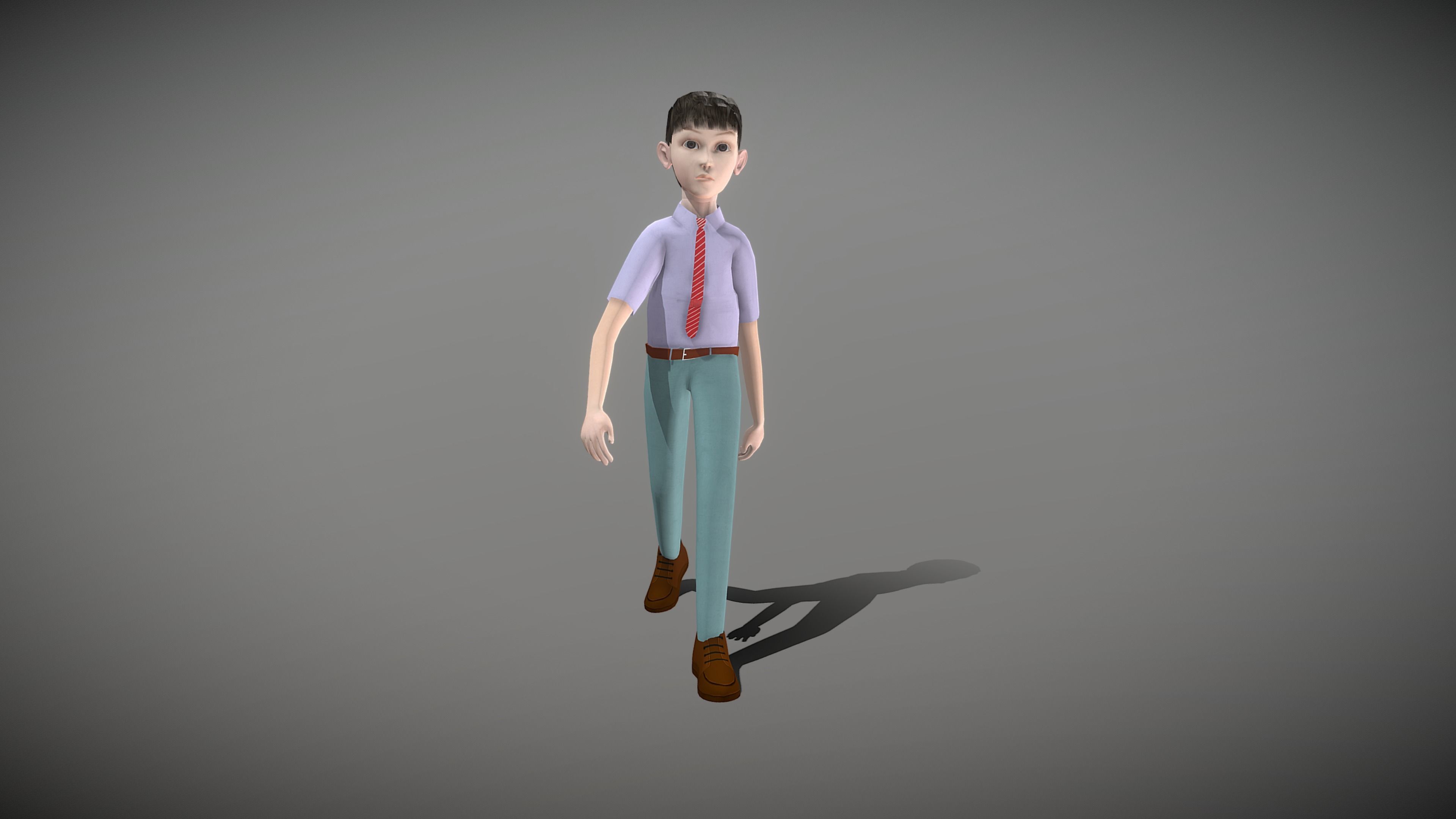 Cartoon Young Man Low-poly 3D model_2