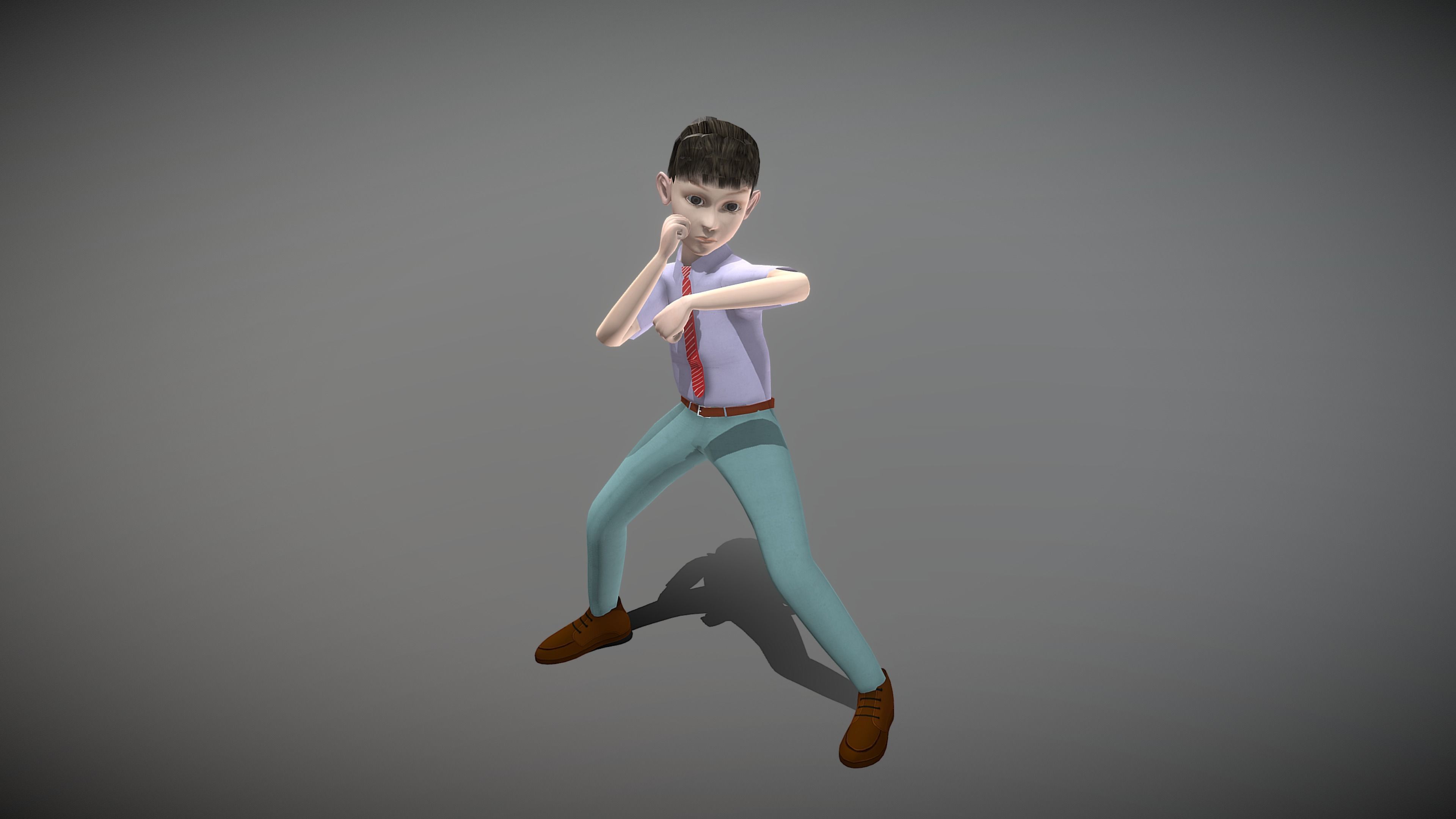Cartoon Young Man Low-poly 3D model_6