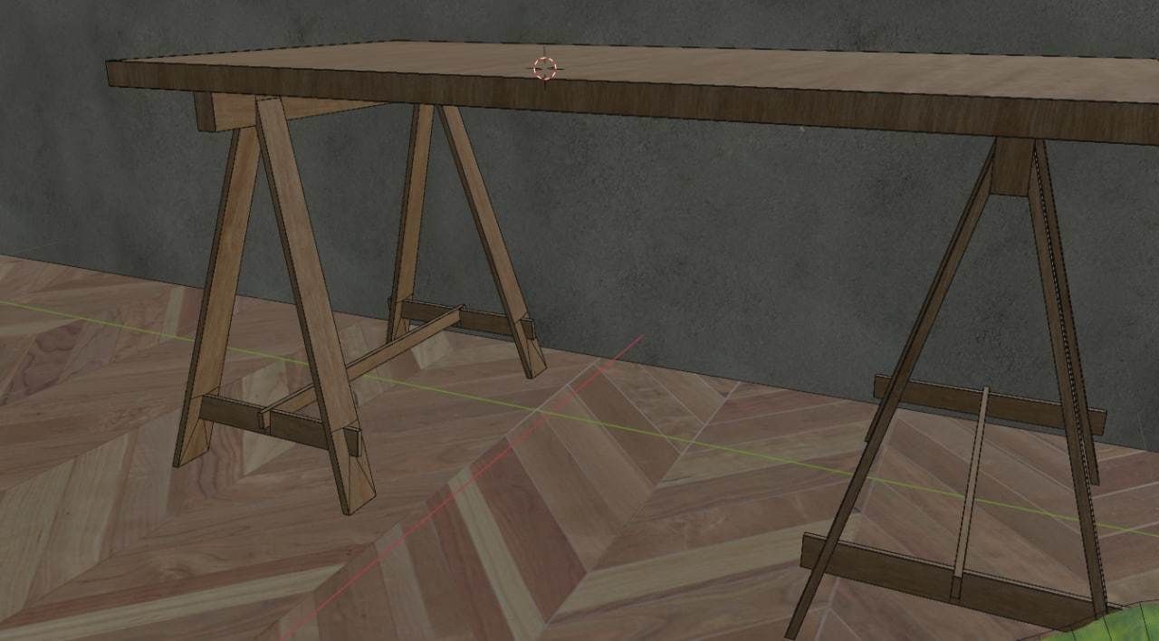 Working table Low-poly 3D model_2