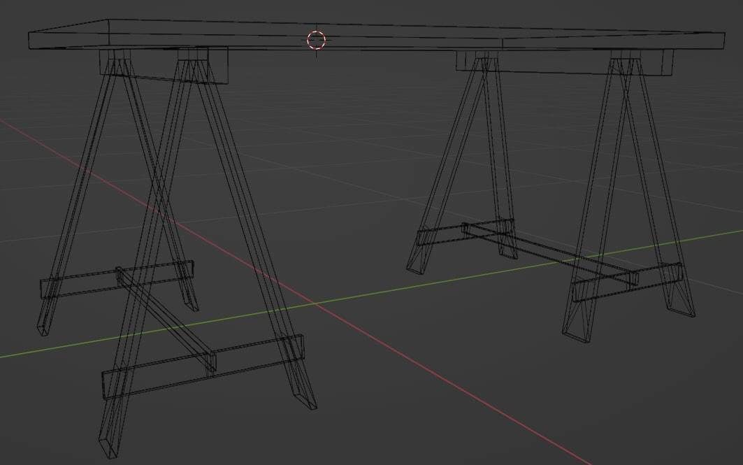 Working table Low-poly 3D model_3