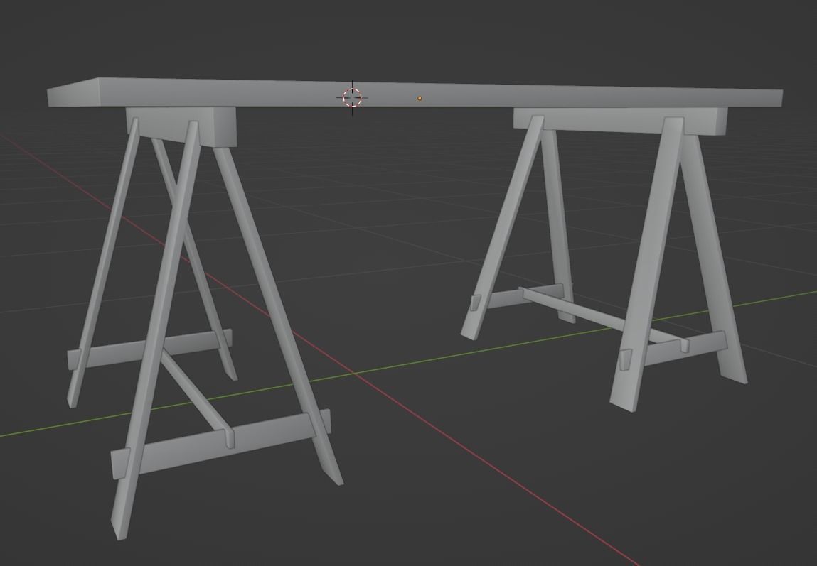 Working table Low-poly 3D model_4