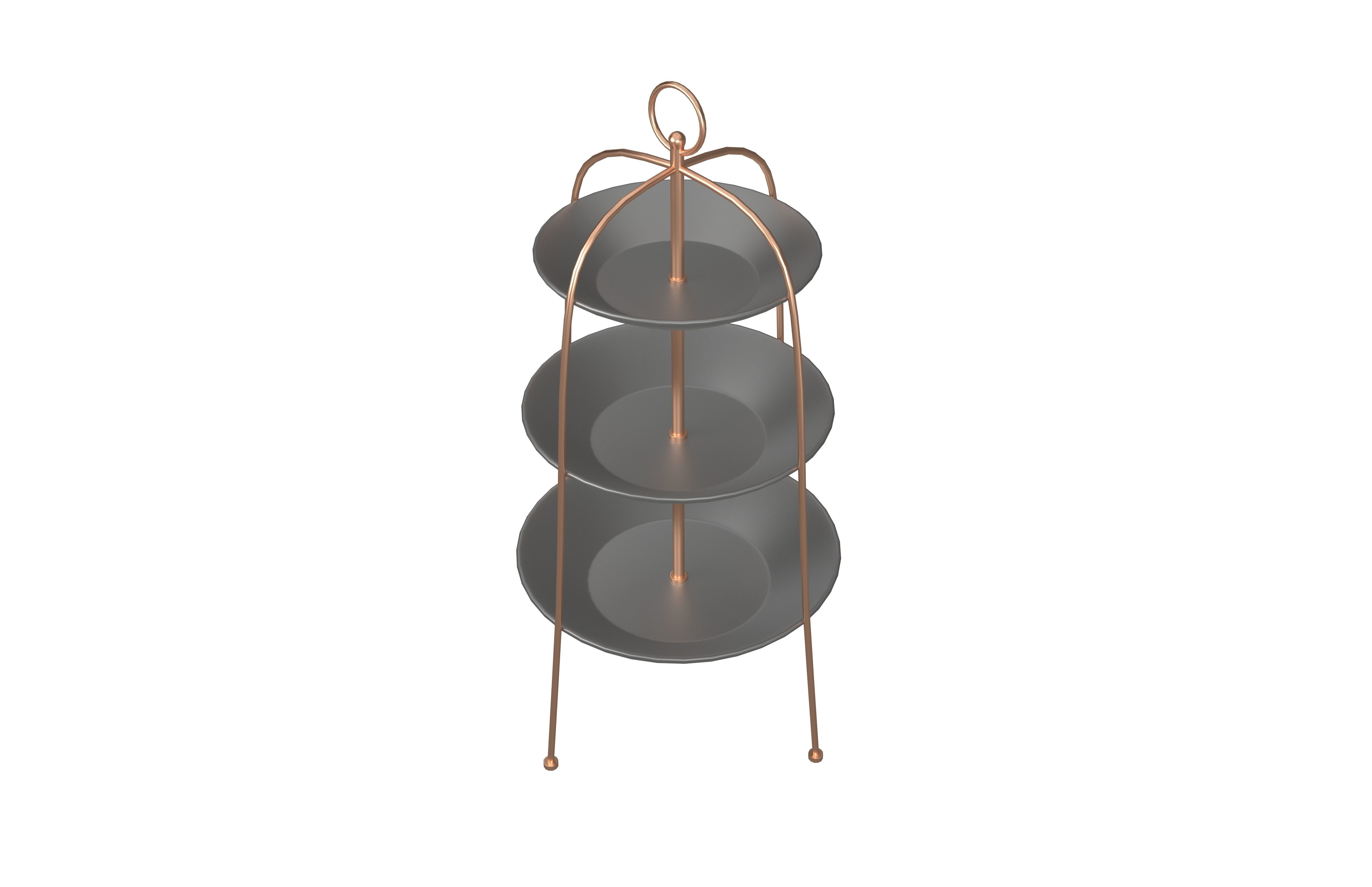 Three Tier Cake Stand v2 002 Low-poly 3D model_4