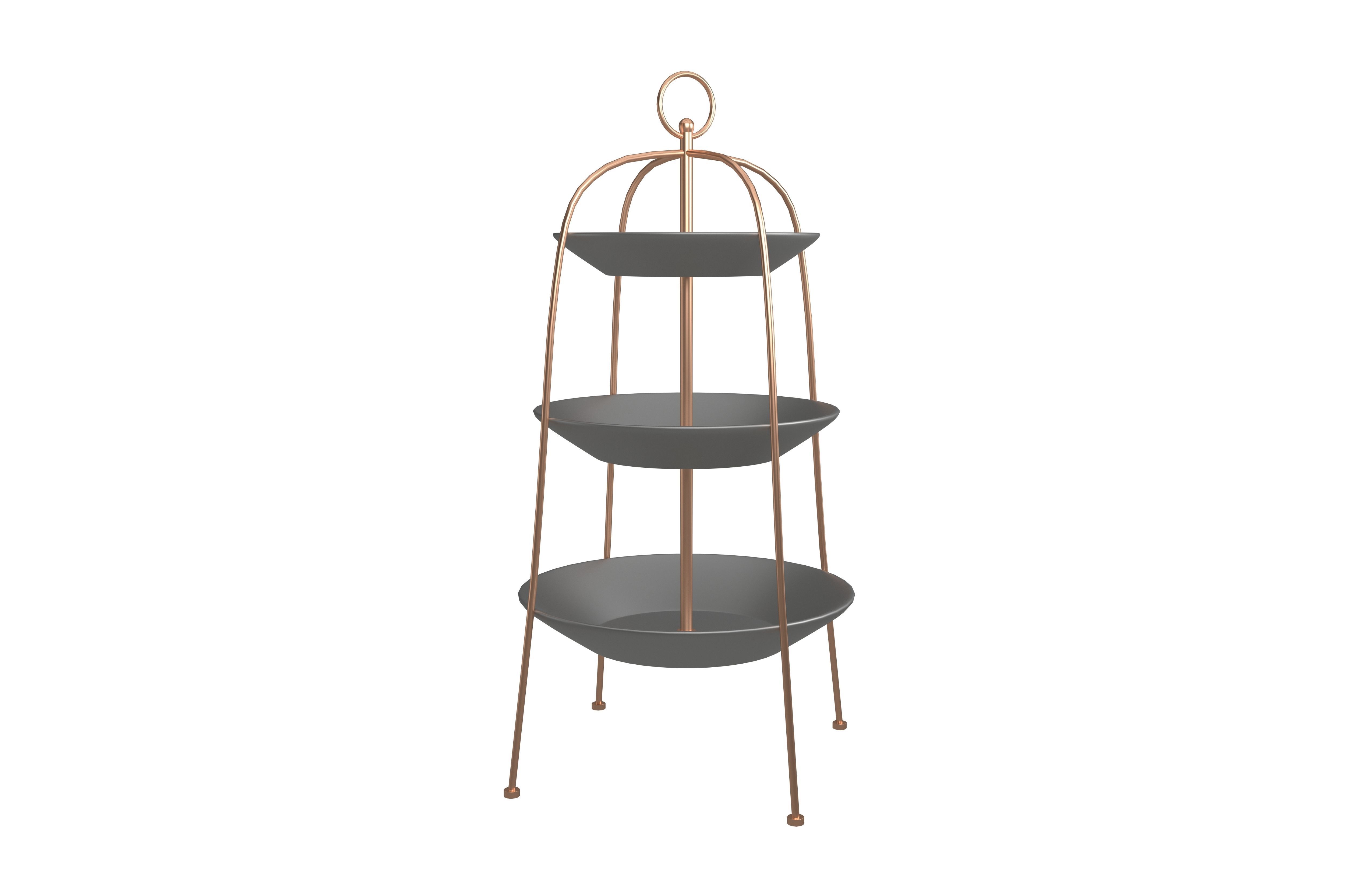 Three Tier Cake Stand v2 002 Low-poly 3D model_2